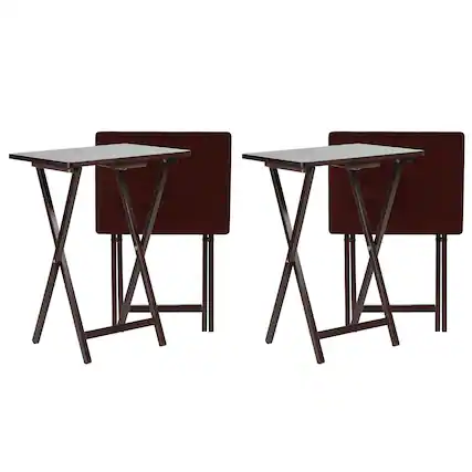 Front. PJ Wood - PJ Wood Portable Folding TV Snack Tray Table Desk Stand, Espresso (4 Piece Set) - Expresso.