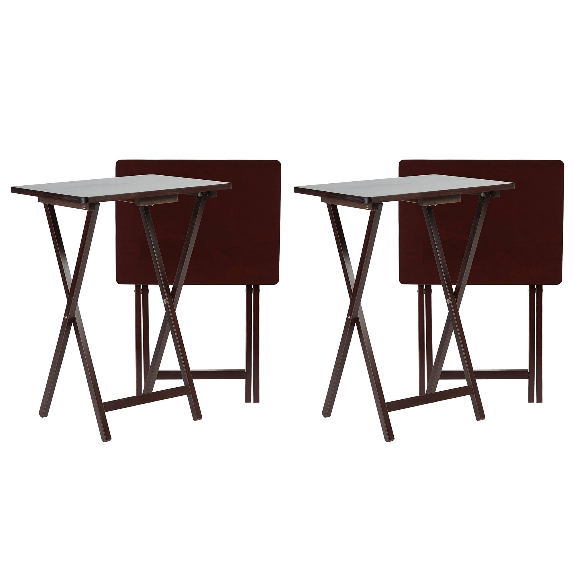 Front. PJ Wood - PJ Wood Portable Folding TV Snack Tray Table Desk Stand, Espresso (4 Piece Set) - Expresso.