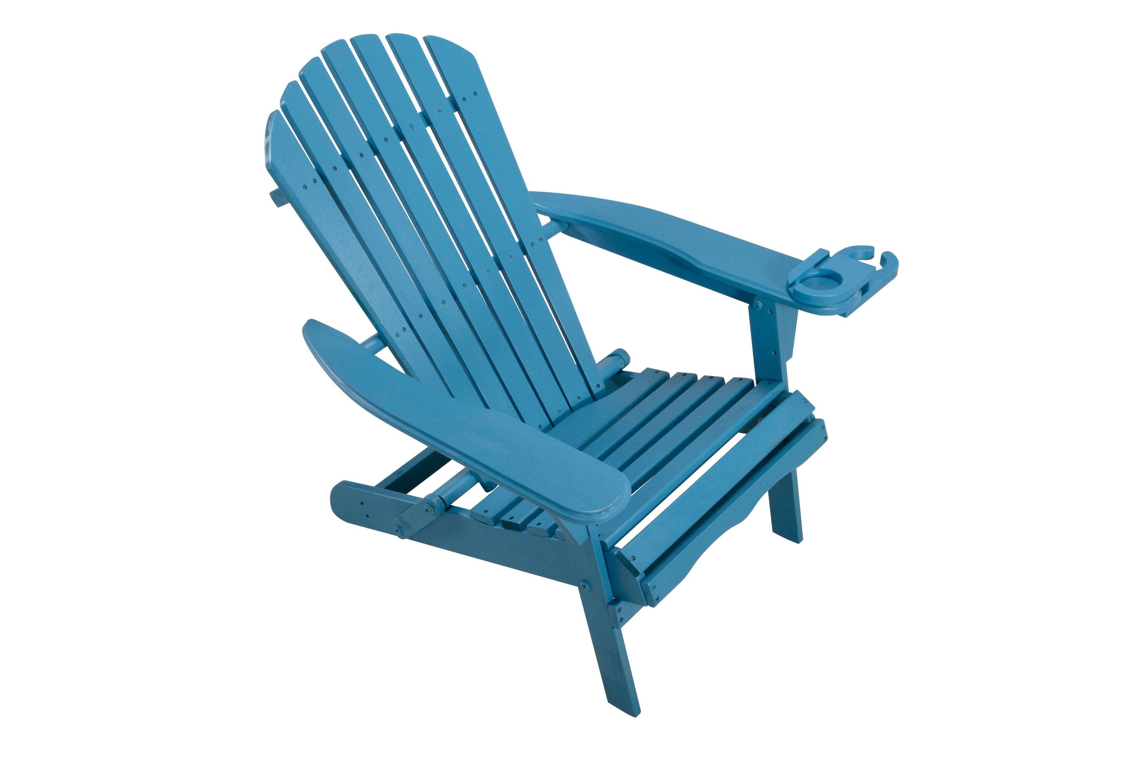 Left. Jiallo - Foldable Adirondack Chair with cup holder Conversation Set, 2 Chairs with cup holders with Ottoman - SKY BLUE.