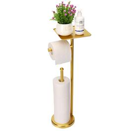 Dazzed Corner - Freestanding Toilet Paper Holder Stand,4 Extra Rolls - Gold