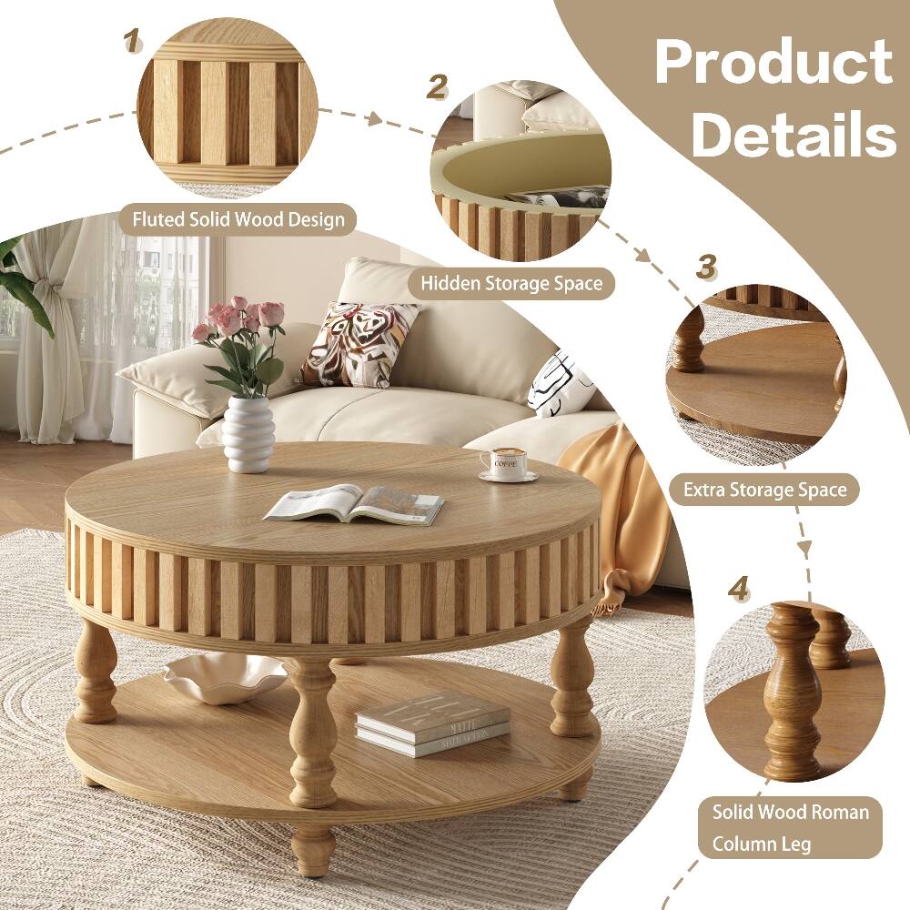 1. Product Details
2. Fluted Solid Wood Design
3. Hidden Storage Space
4. Extra Storage Space
5. Solid Wood Roman Column Leg