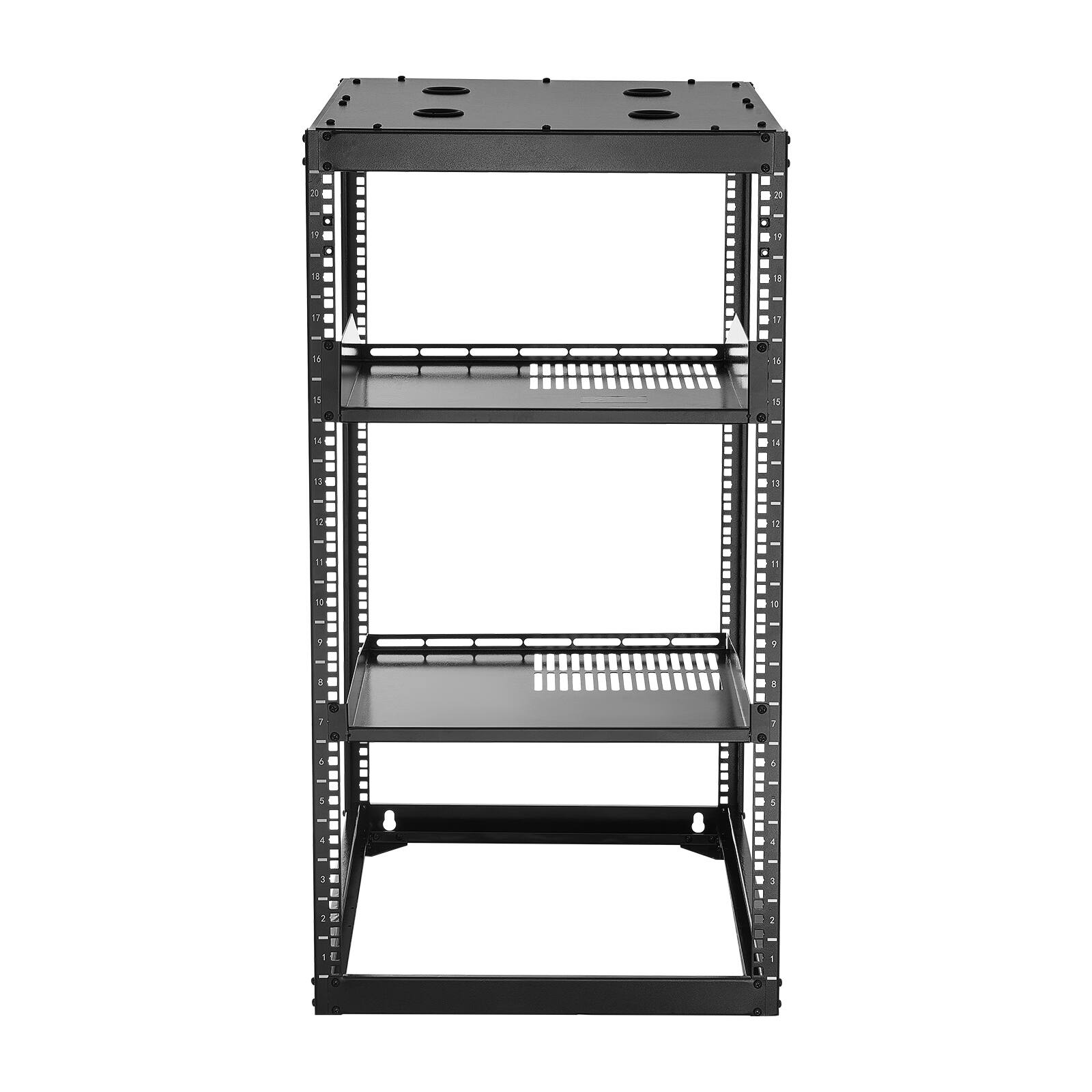 Alt View 5. VEVOR - 20U Open Frame Network Rack, 23 in Depth, Wall Mounted or Floor Standing Server Rack, Heavy Duty 4 Post - Black.