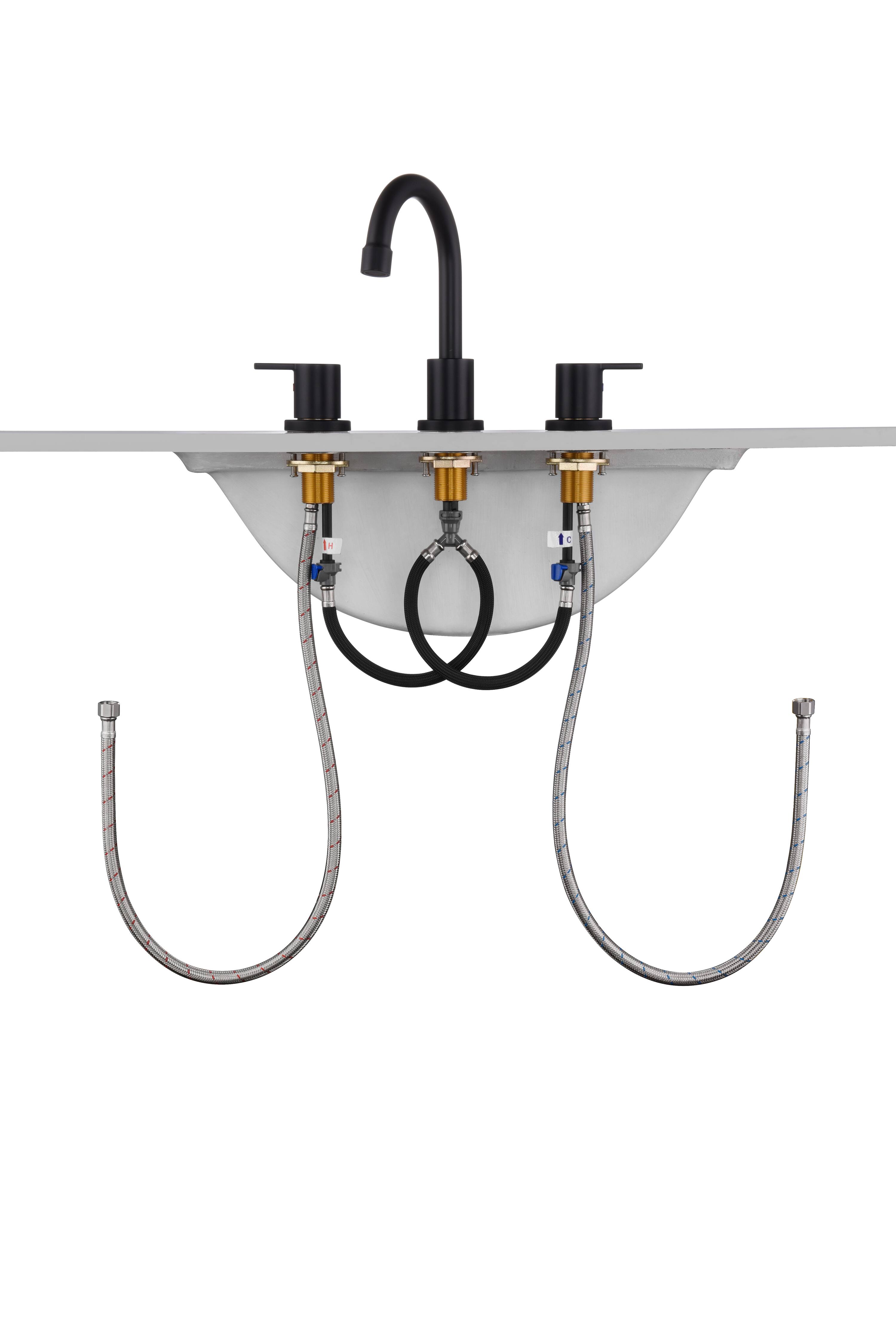 Angle. Bothwa Home - Bothwa Home Bathroom Faucet For bathroom Sink  With Two Handles And Supply Lines BC042-MB-K09 - Matt black.
