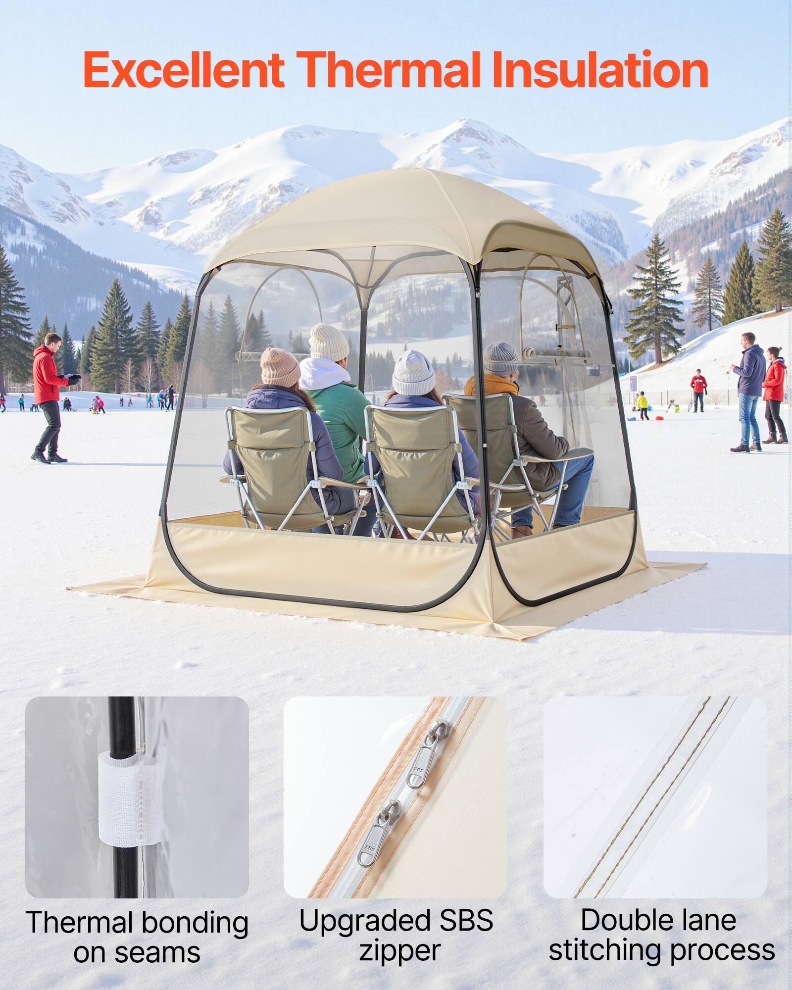 Excellent Thermal Insulation

- Thermal bonding on seams
- Upgraded SBS zipper
- Double lane stitching process