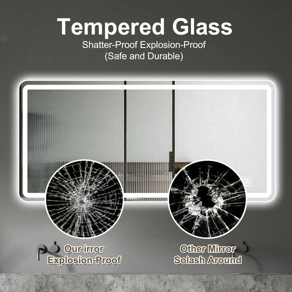 Tempered Glass  
Shatter-Proof Explosion-Proof  
(Safe and Durable)  

Our mirror  
Explosion-Proof  

Other Mirror  
Solash Around