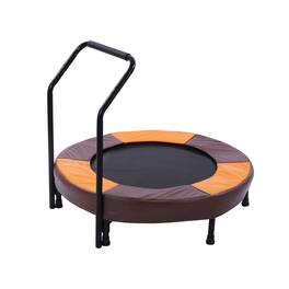 Ecooso - 36" Foldable Toddler Trampoline w/ Foam Handle, Safety Pad, Easy Setup, Indoor/Outdoor, Ages 1-6 - Orange+Dark Brown