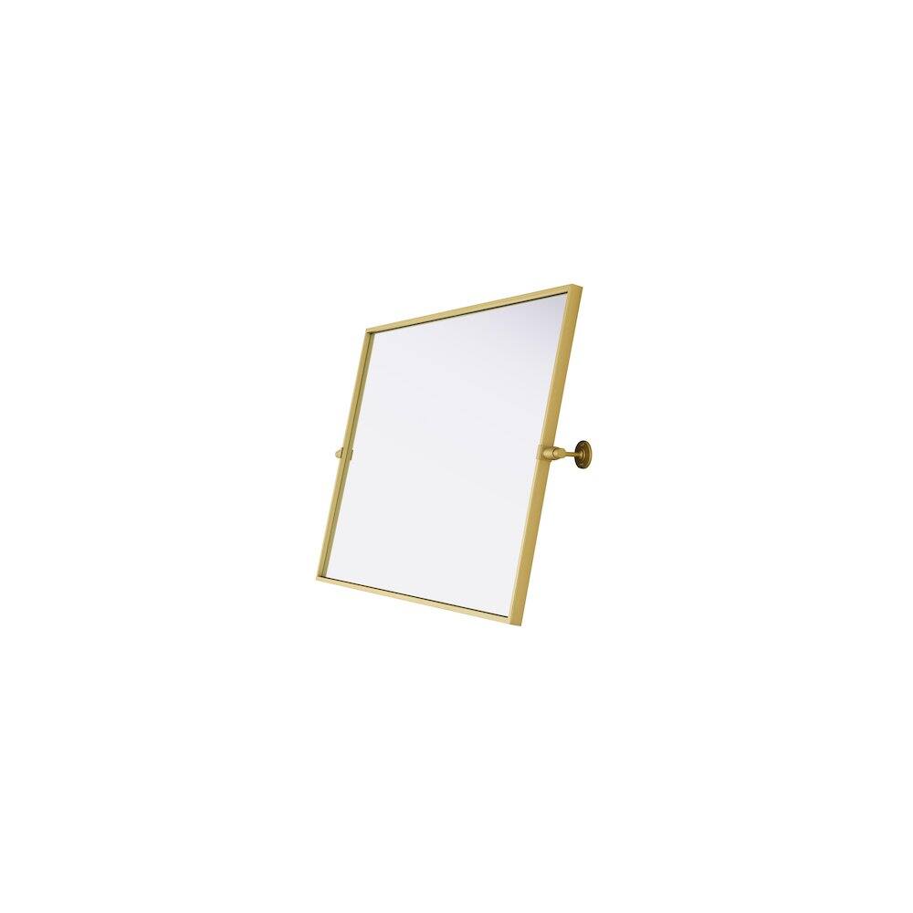 Left. Elegant Kitchen and Bath - Amoura 24X36 Pivot Mirror In Brass - Brass.
