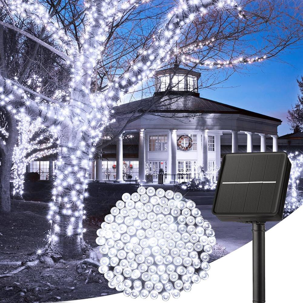 Front. RTMB - Outdoor Solar String Lights: 40FT 100 LED String Lights with 8 Lighting Modes - Pure White 40 ft..