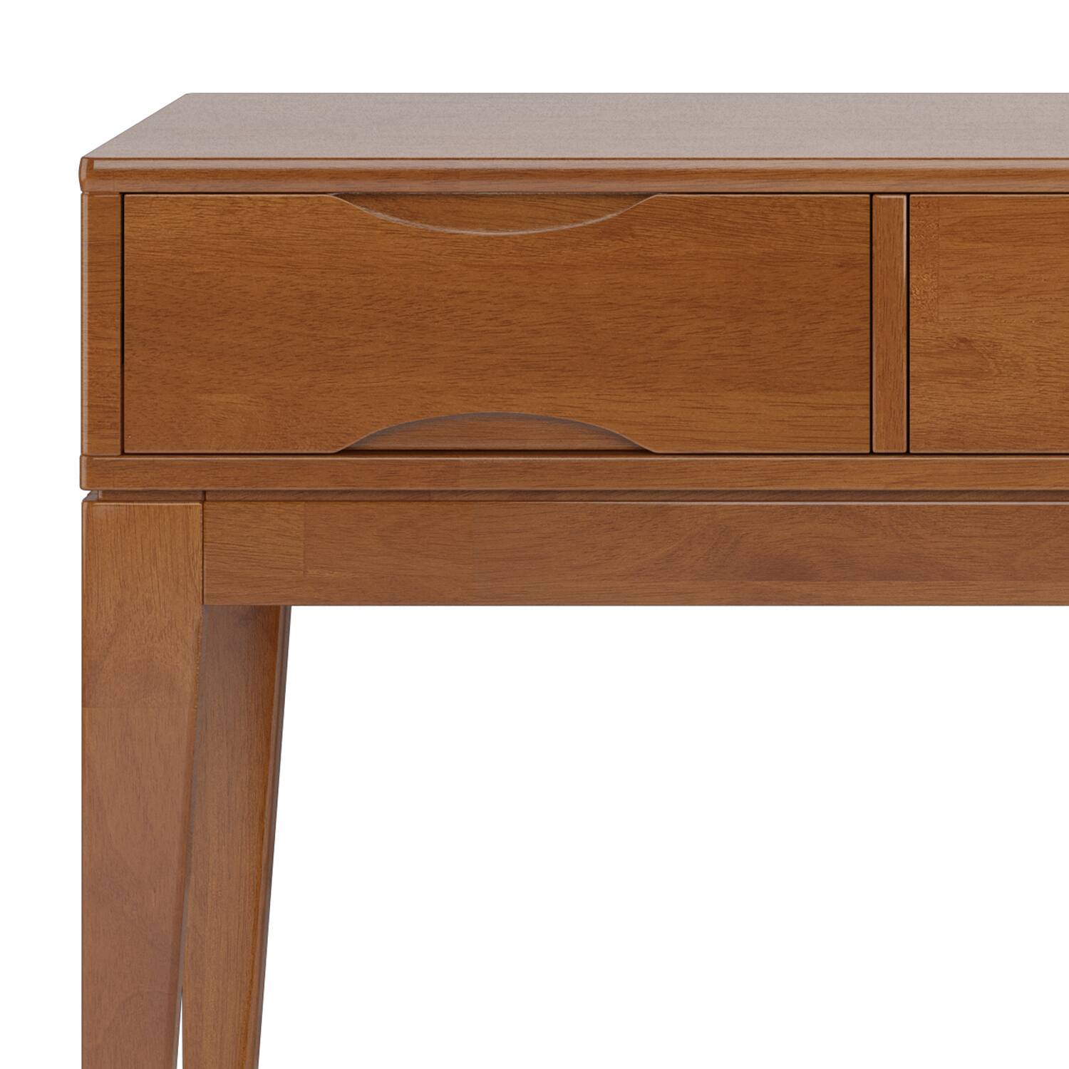 Alt View 4. Simpli Home - Simpli Home Harper 54 inch Wide Solid Wood Console Sofa Table in Teak Brown - Teak Brown.