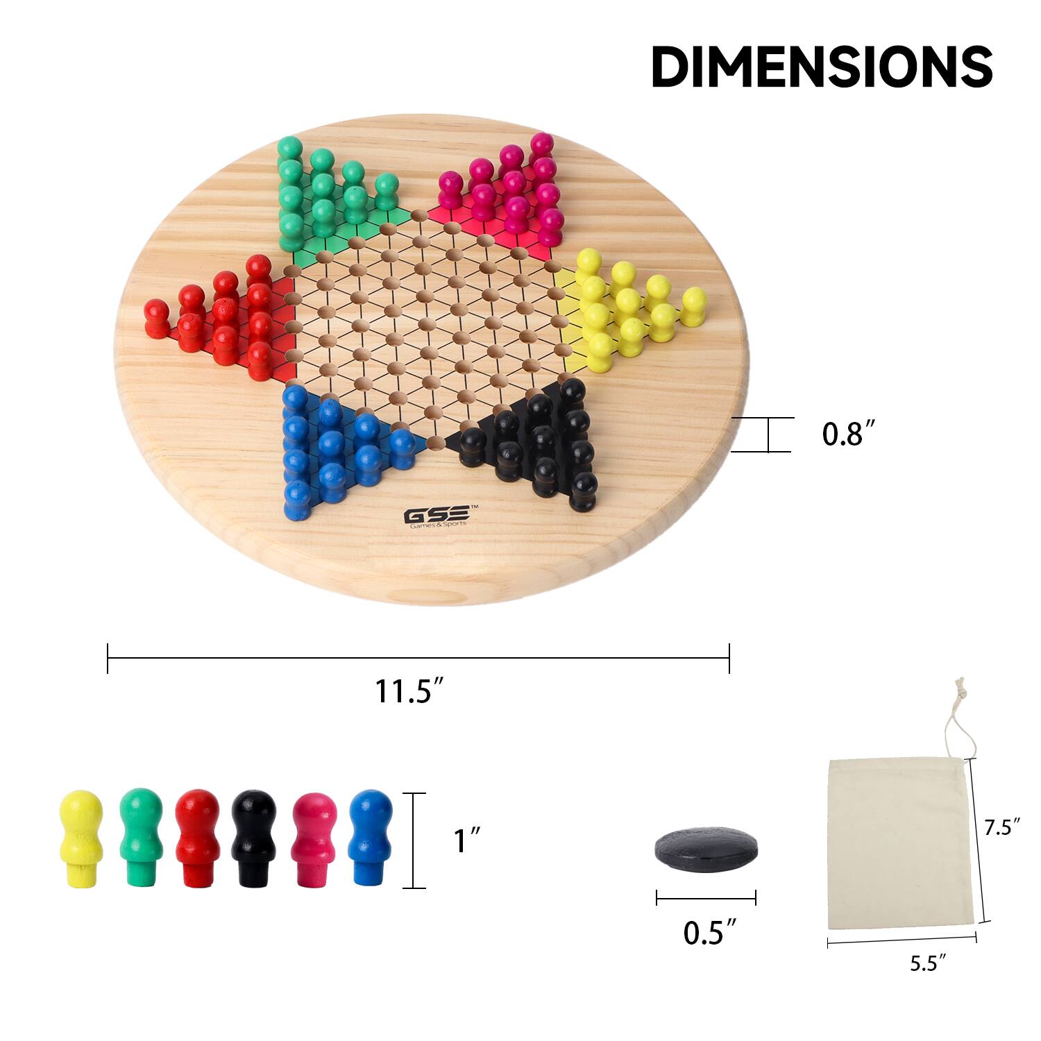 DIMENSIONS 0.8" - 11.5" - 1" - 7.5" - 0.5" - 5.5"