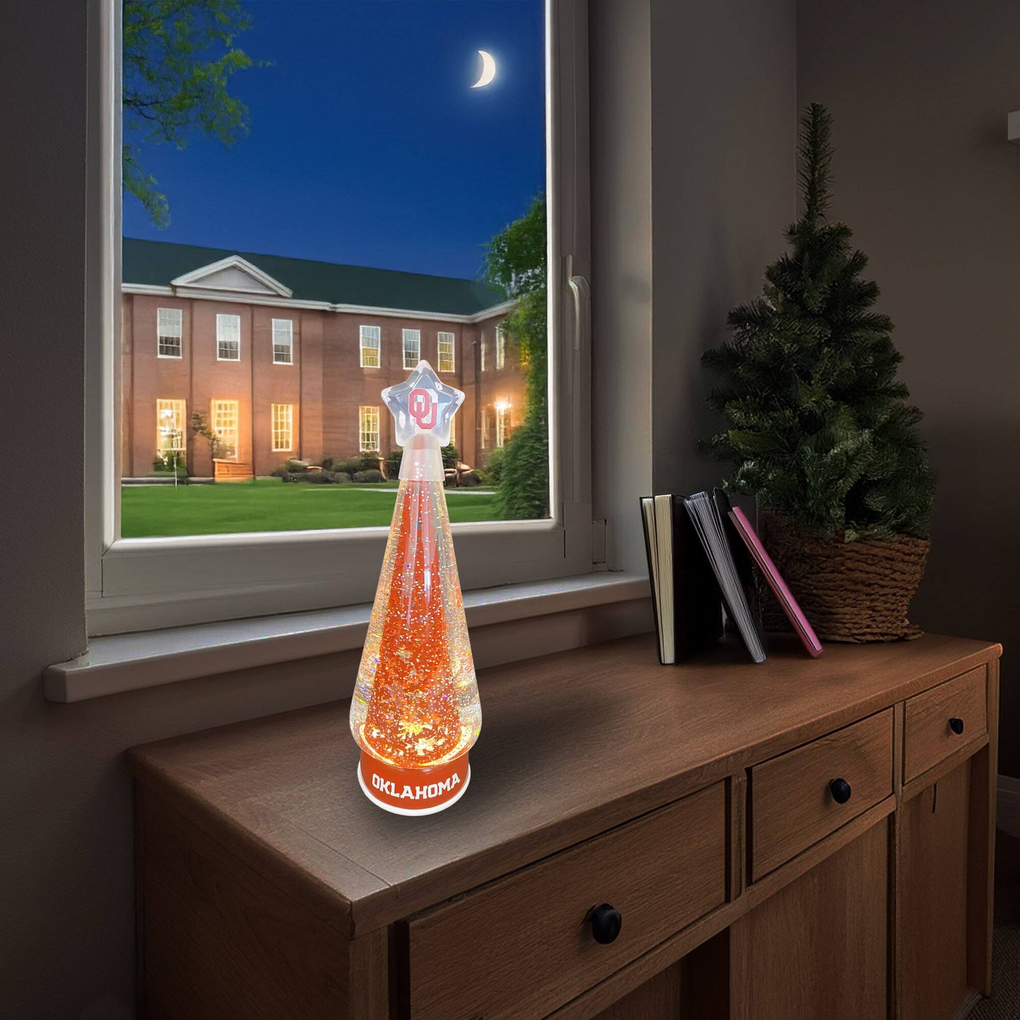 Alt View 2. Santa's Workshop - Oklahoma Sooners 12" Tree Globe - Red.