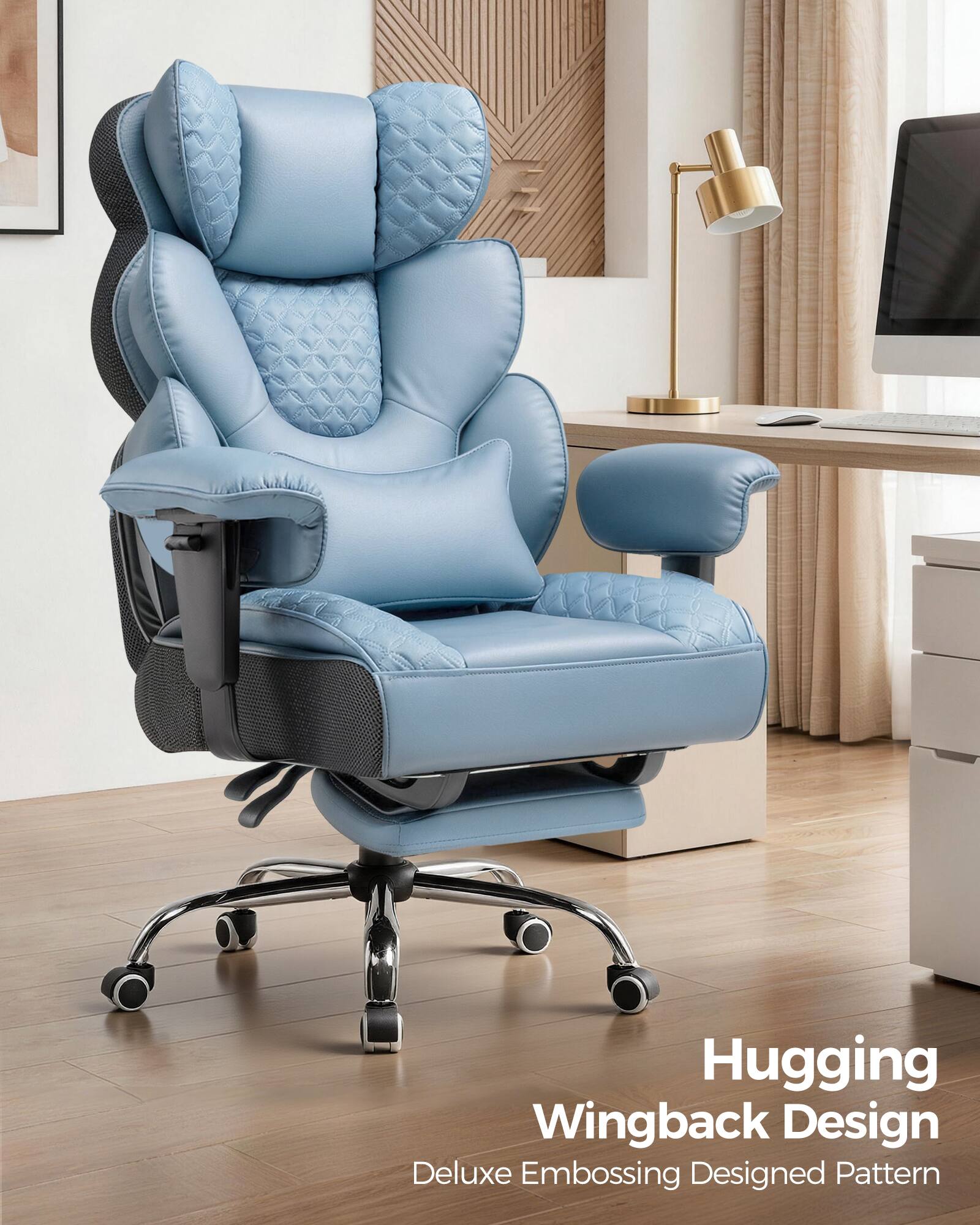 Hugging Wingback Design  
Deluxe Embossing Designed Pattern