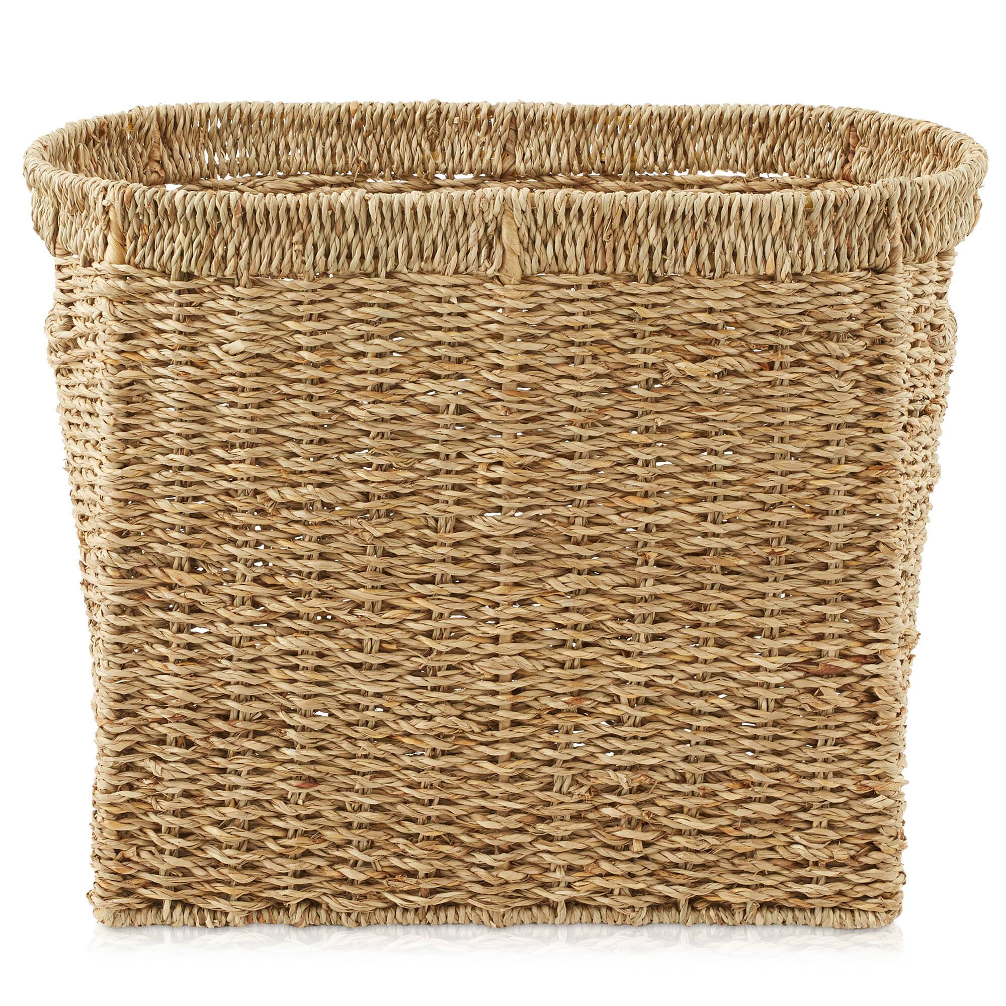 Alt View 5. Casafield - Magazine Holder Storage Basket Bin with Handles - Seagrass Hyacinth Woven Bins - Natural - Seagrass.
