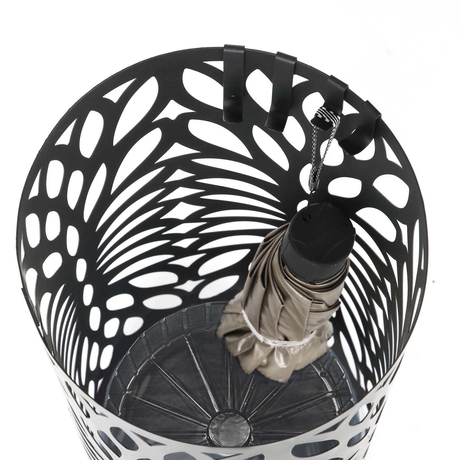 Alt View 1. Songmics Home - Umbrella Stand, Umbrella Holder for Entryway, Steel Round Umbrella Rack Organizer Freestanding, for Canes Walking Sticks - Matte Black.