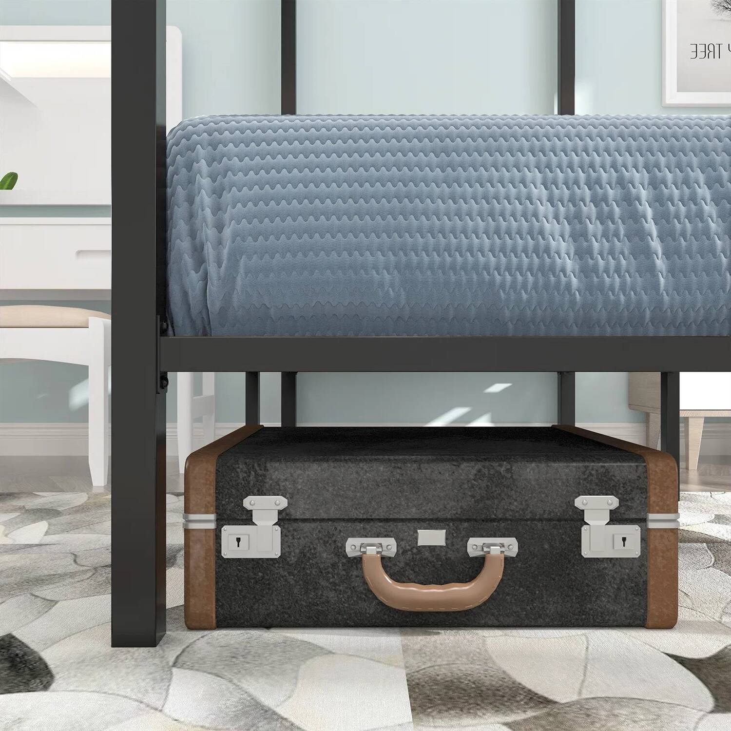 Angle. Hivvago - Hivvago Queen size Modern Four Poster Metal Canopy Bed - Black.