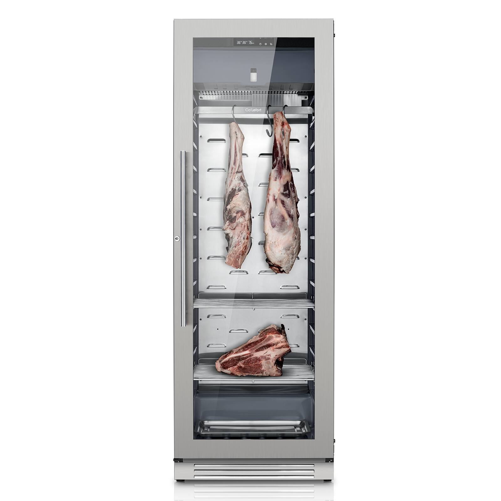 Front. Ca'Lefort - Dry Age Fridge for Steaks, Dry Aging Fridge for Meat, Ribeye, Lamb & Ham, Holds 298 lb, (12.46 cu.ft) - Silver.
