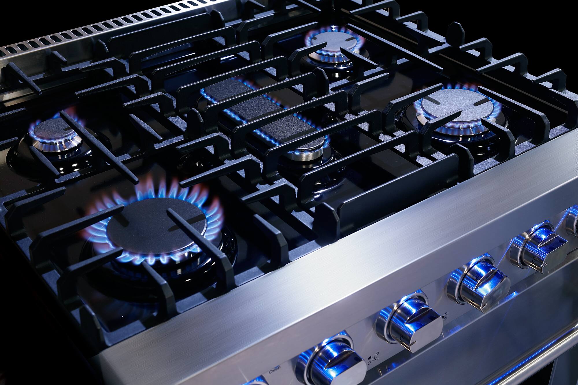Alt View 7. COSMO - COS-EPGR304 30 in. Haven Collection 4.8 cu. ft. Gas Range with 5 Sealed Burners, Convection Oven, Knob LED Lights - Stainless Steel.