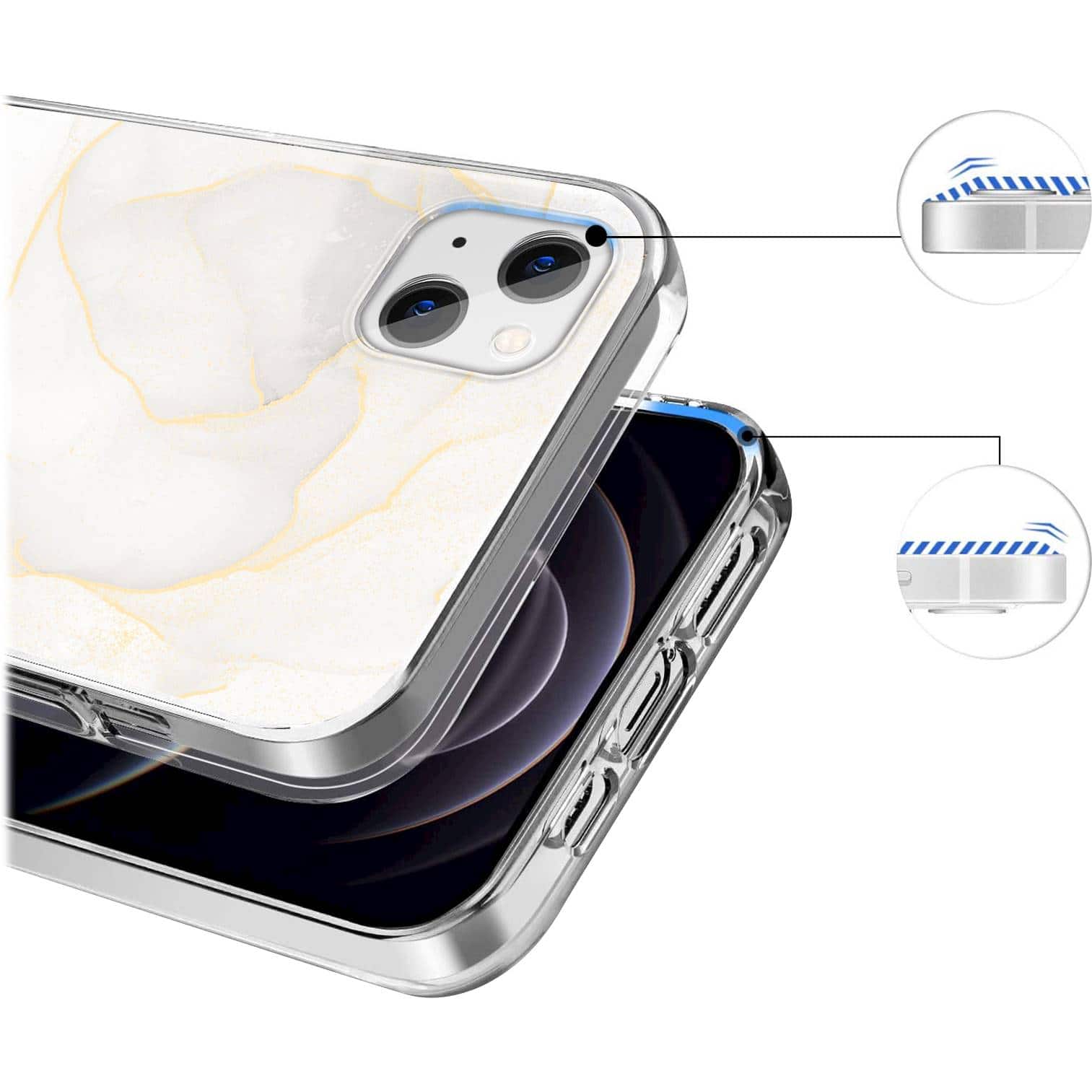 Alt View 14. SaharaCase - Marble Series Case for Apple iPhone 13 - White/Gold.
