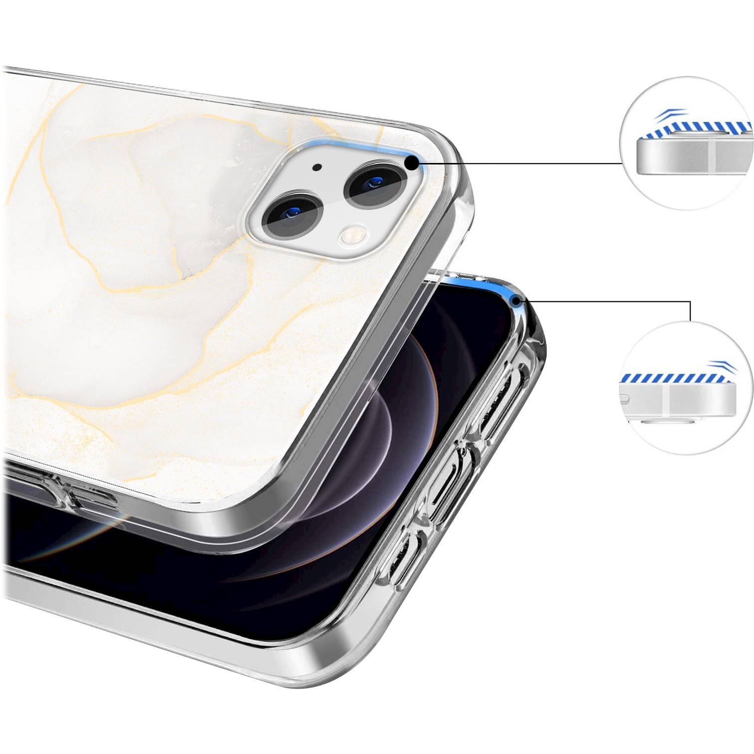 Alt View 14. SaharaCase - Marble Series Case for Apple iPhone 13 - White/Gold.