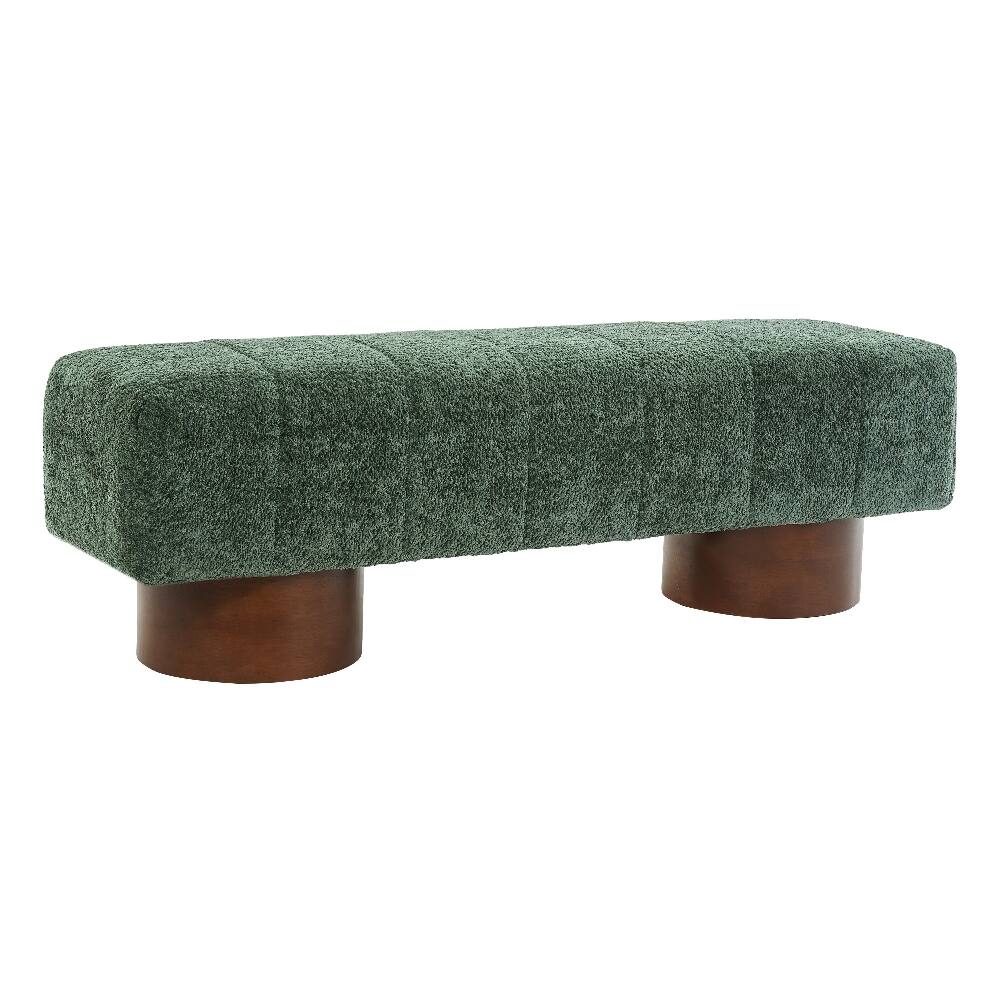 Alt View 3. Ropilly - Ropilly Green Boucle Upholstered Dining Bench Modern Accent Indoor Seating Channel Tufted Wood Frame - Green.