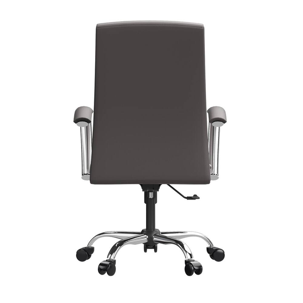 Alt View 5. LeisureMod - Evander Adjustable High-Back Office Chair Upholstered Leather Seat with Swivel and Tilt Ergonomic Desk Chair - Grey.