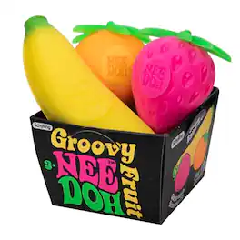 Schylling - NeeDoh Groovy Fruit Sensory Fidget Toy, Assorted Shapes, Ages 3+, 1 Pack - Multicolor