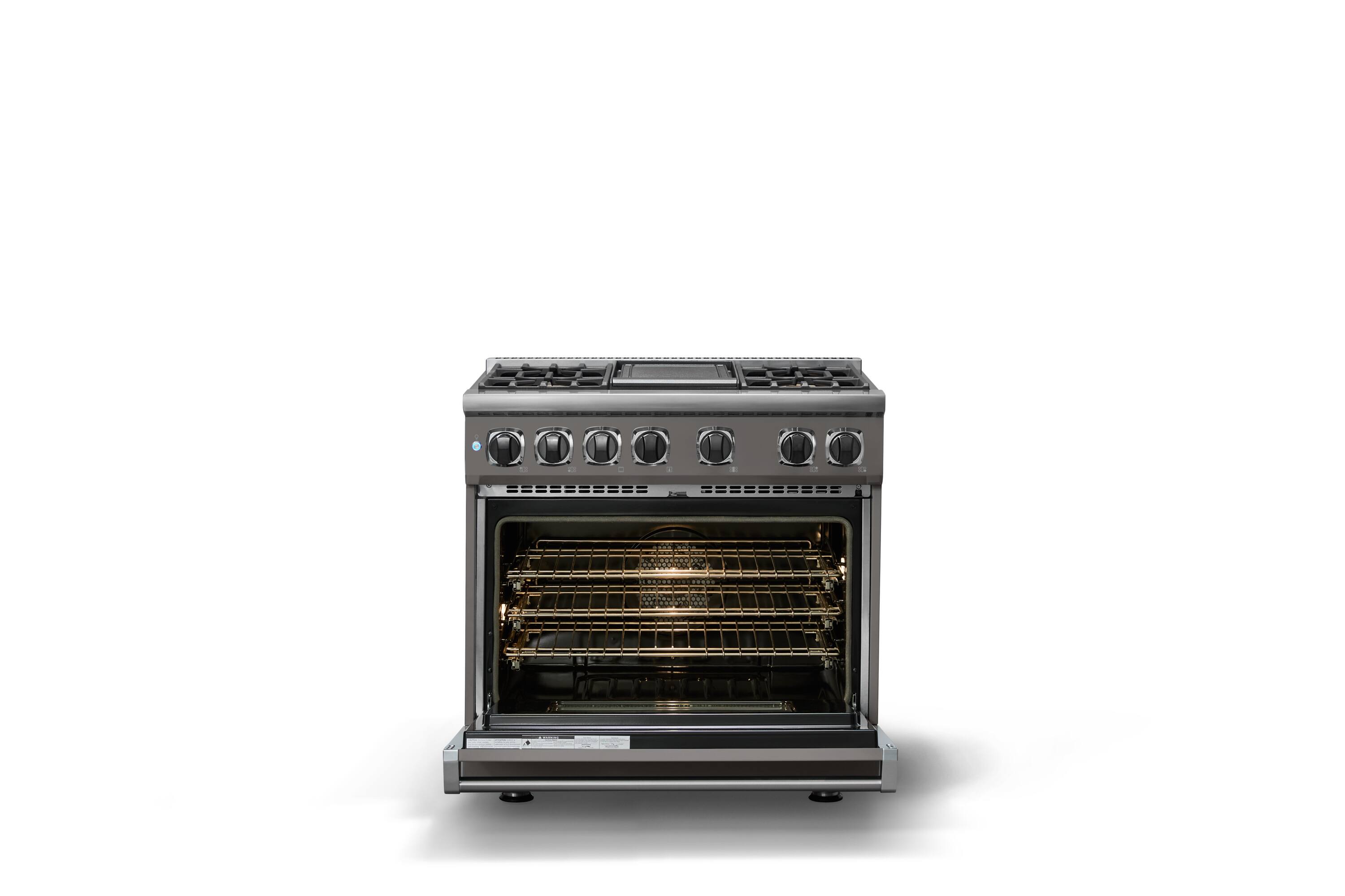 Alt View 1. Viking - 36 in. Wide 4 Burner Freestanding 7 Series Dual Fuel Self-Clean Range - Damascus Gray.