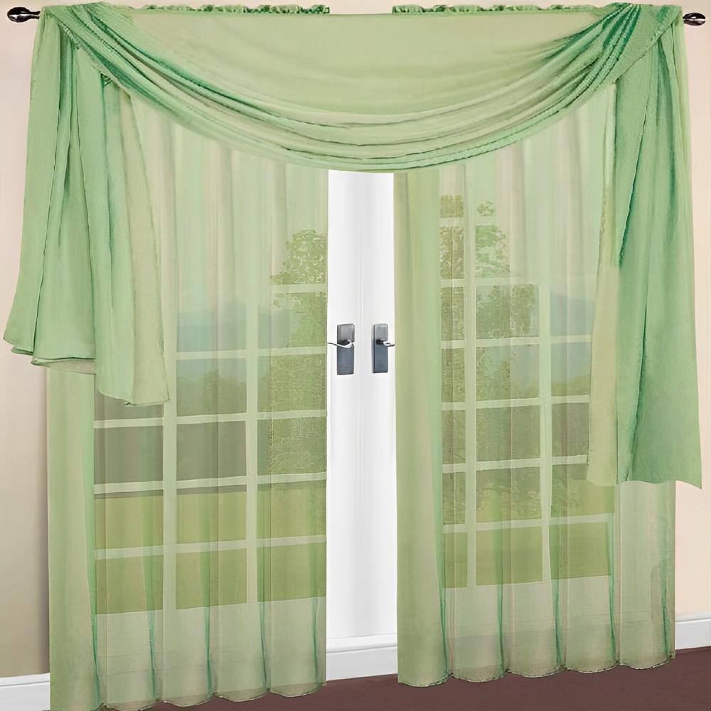 RT Designers Collection - Celine Sheer Rod Pocket Curtain Panel 60" x 90" in Sage Green - Light/Pastel Green