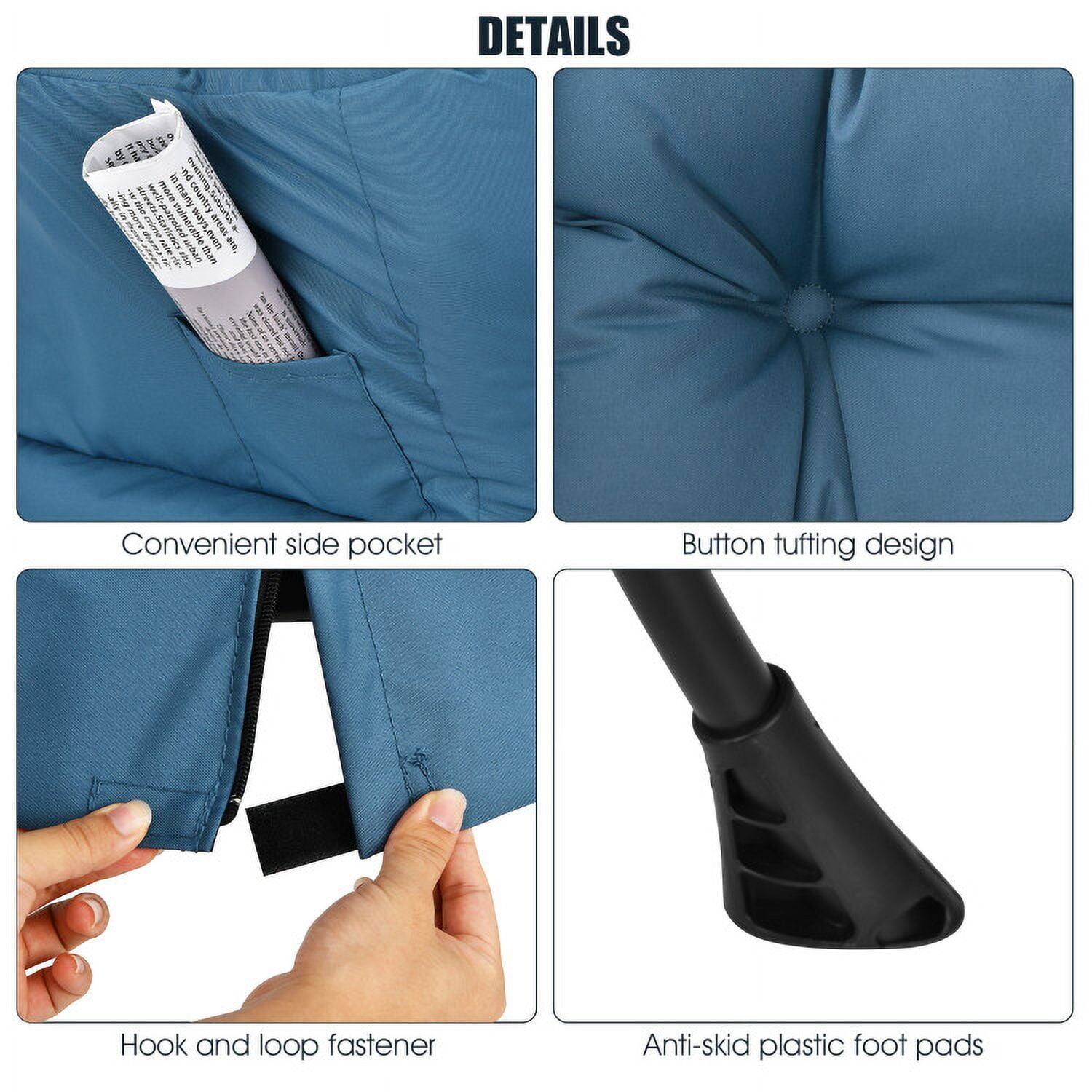 DETAILS

- Convenient side pocket
- Button tufting design
- Hook and loop fastener
- Anti-skid plastic foot pads