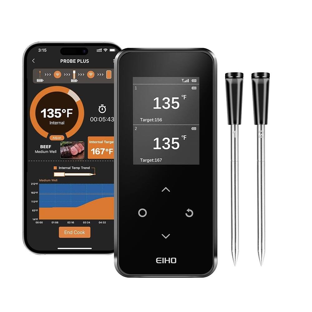 PARKER SLATER - Wireless Bluetooth Meat Thermometer | 2 Ultra-Thin Probes, 600FT Range