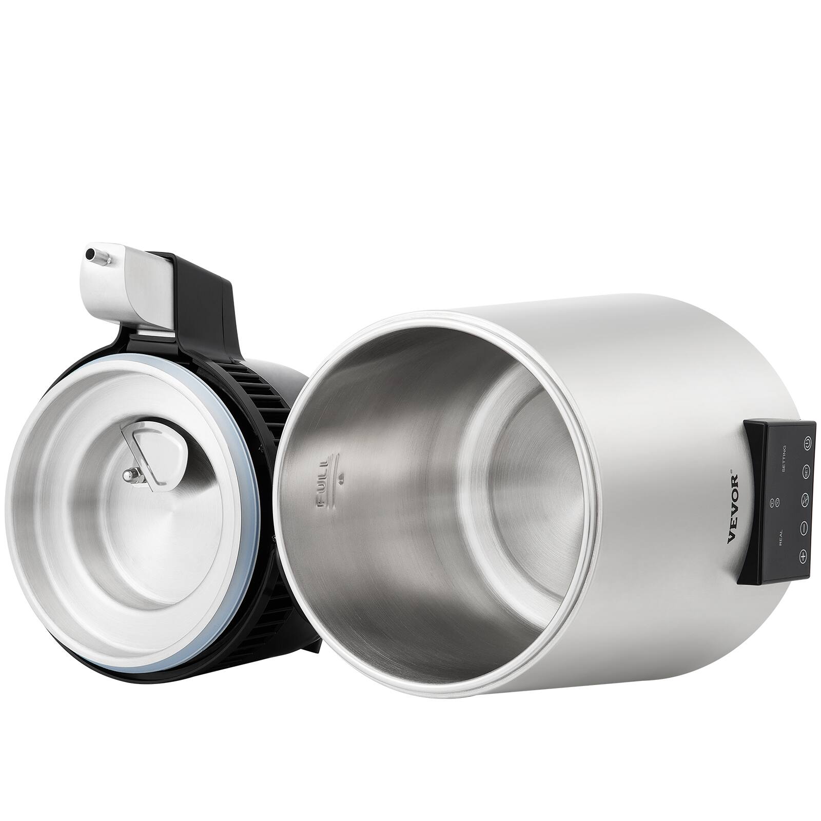 Alt View 5. VEVOR - 1.1Gal Water Distiller, 0.4Gal/H, Distilled Water Maker Machine 1750W 0-99H Timing Dual Temp Display - Silver.