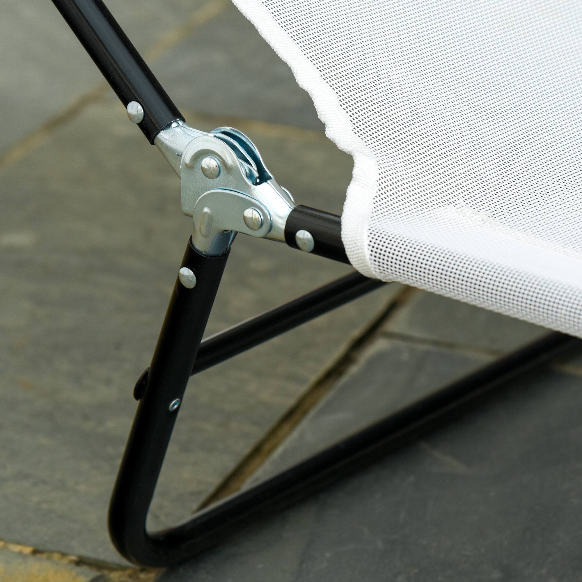 Alt View 7. Outsunny - Folding Chaise Lounge Chair, Pool Sun Tanning Chair, Outdoor Lounge Chair with Reclining Back, Breathable Mesh Seat - Cream White.