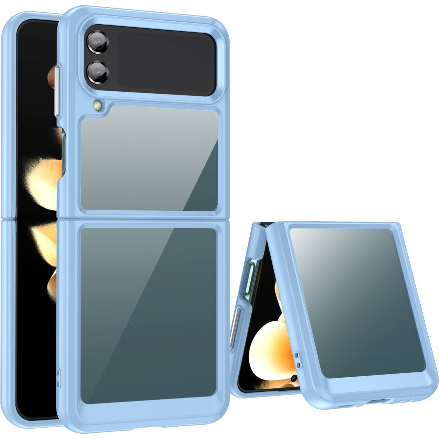 Alt View 13. SaharaCase - Hybrid-Flex Hard Shell Case for Samsung Galaxy Z Flip4 - Clear/Sky Blue.