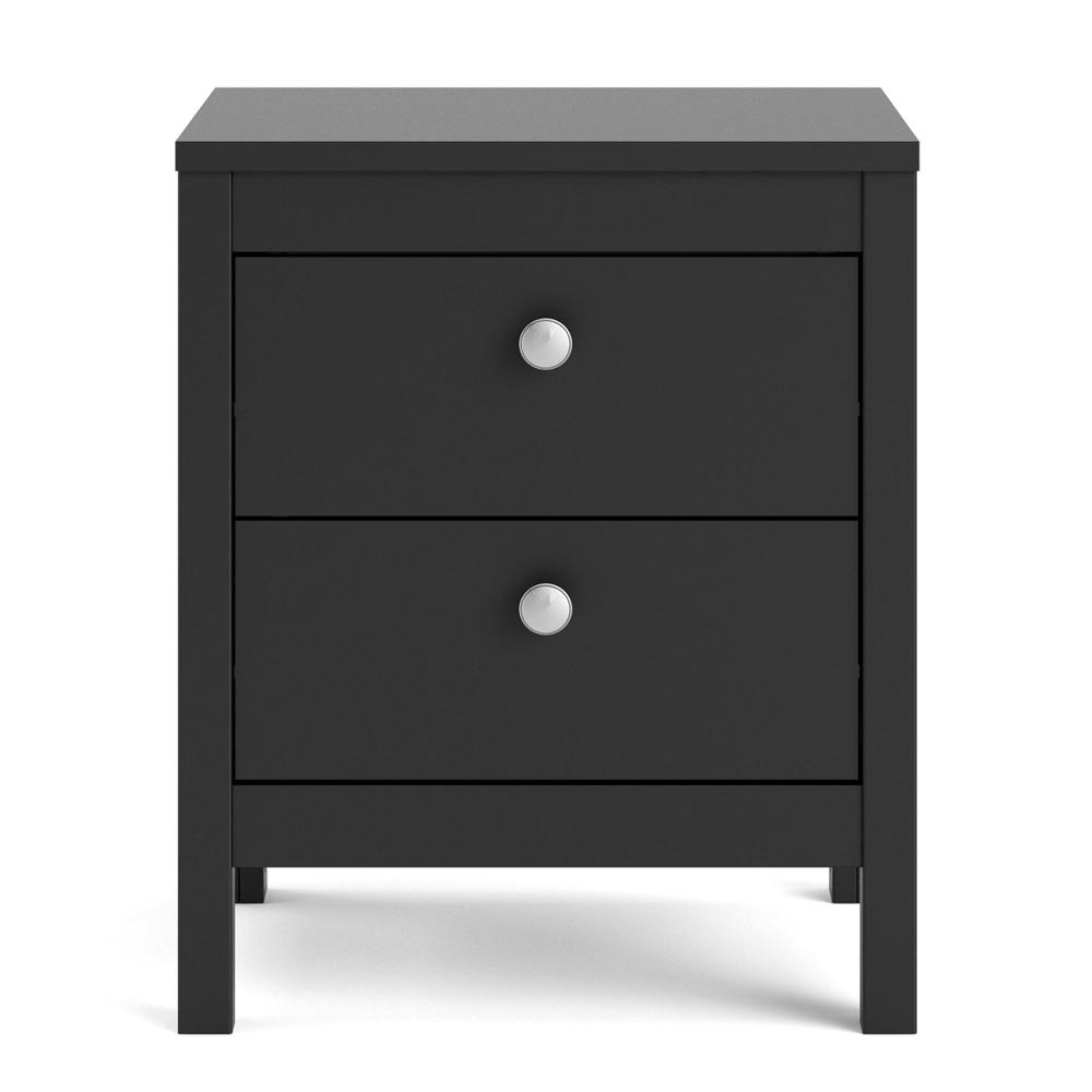 Left. FurniFact - Stylish Matte Nightstand with Two Drawers for Modern Bedrooms - Black.