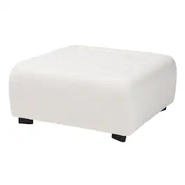 Baxton Studio - Athena Modern and Contemporary Boucle Upholstered and Finished Wood Square Ottoman - Ivory