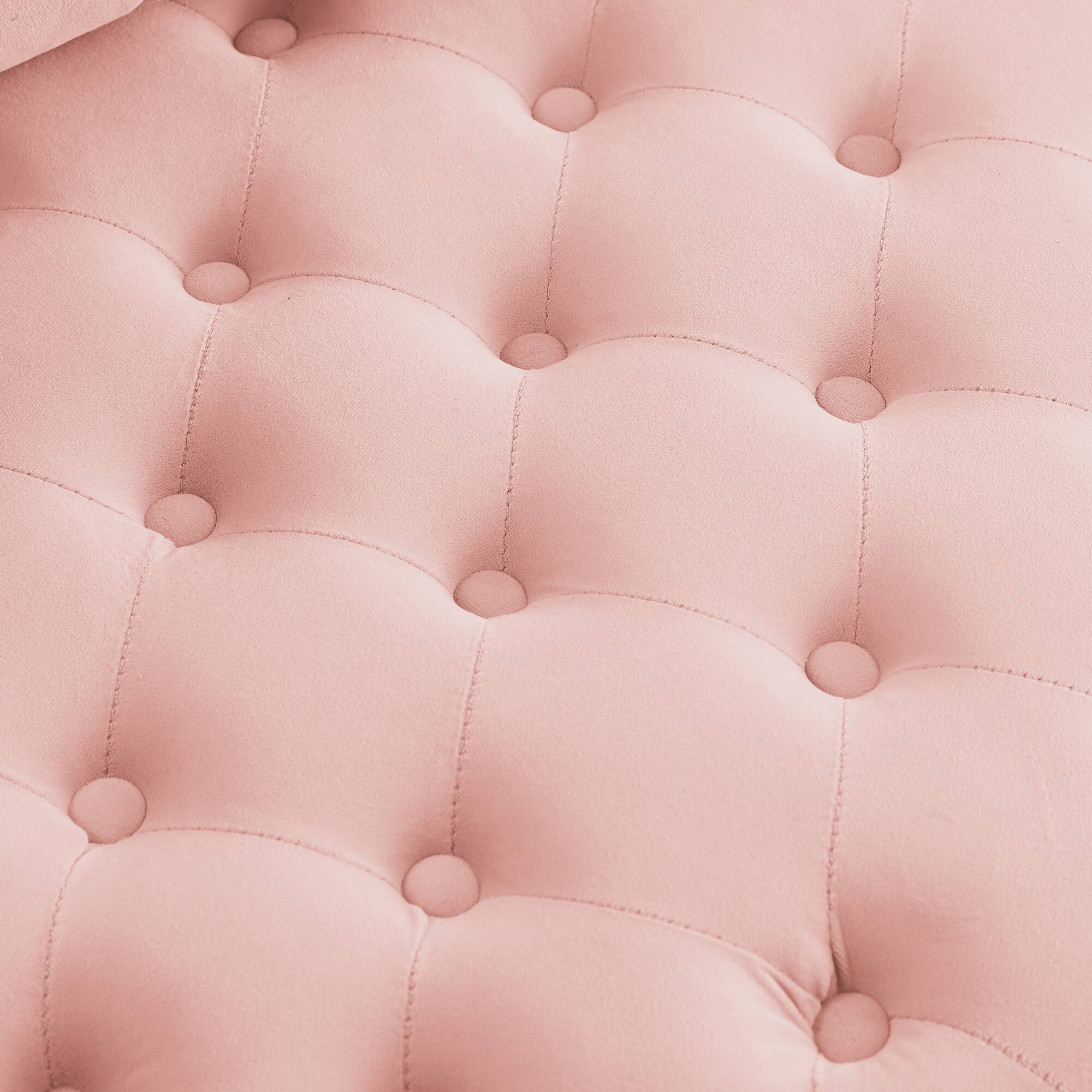 Alt View 5. GOODSILO - Luxury Upholstered Swivel Accent Chair with Tufted Back and Caster Wheels for Elegant Home Seating - Pink.