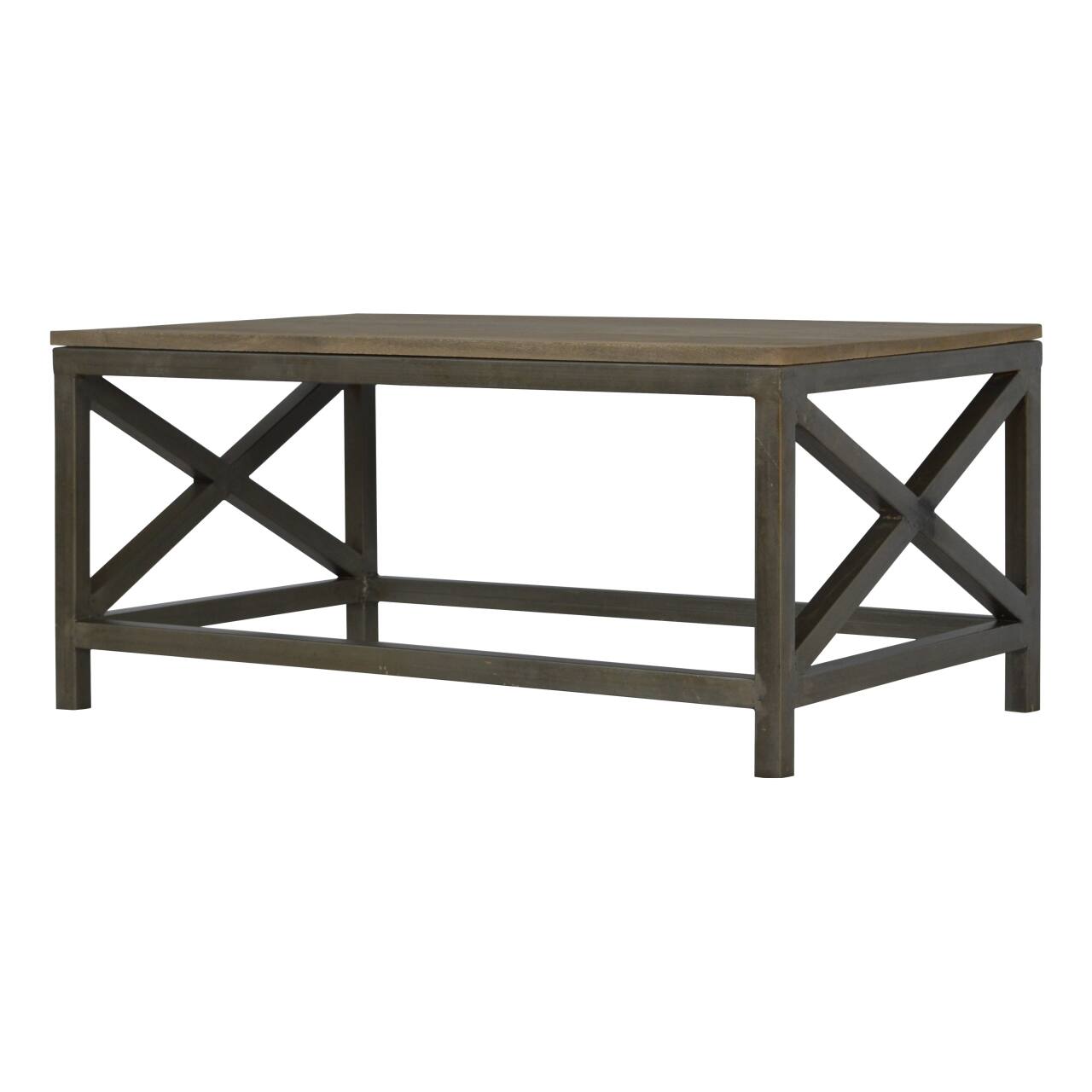 Back. Artisan Furniture - Artisan Furniture Industrial Cross Metal Oatmeal Coffee Table - Black.
