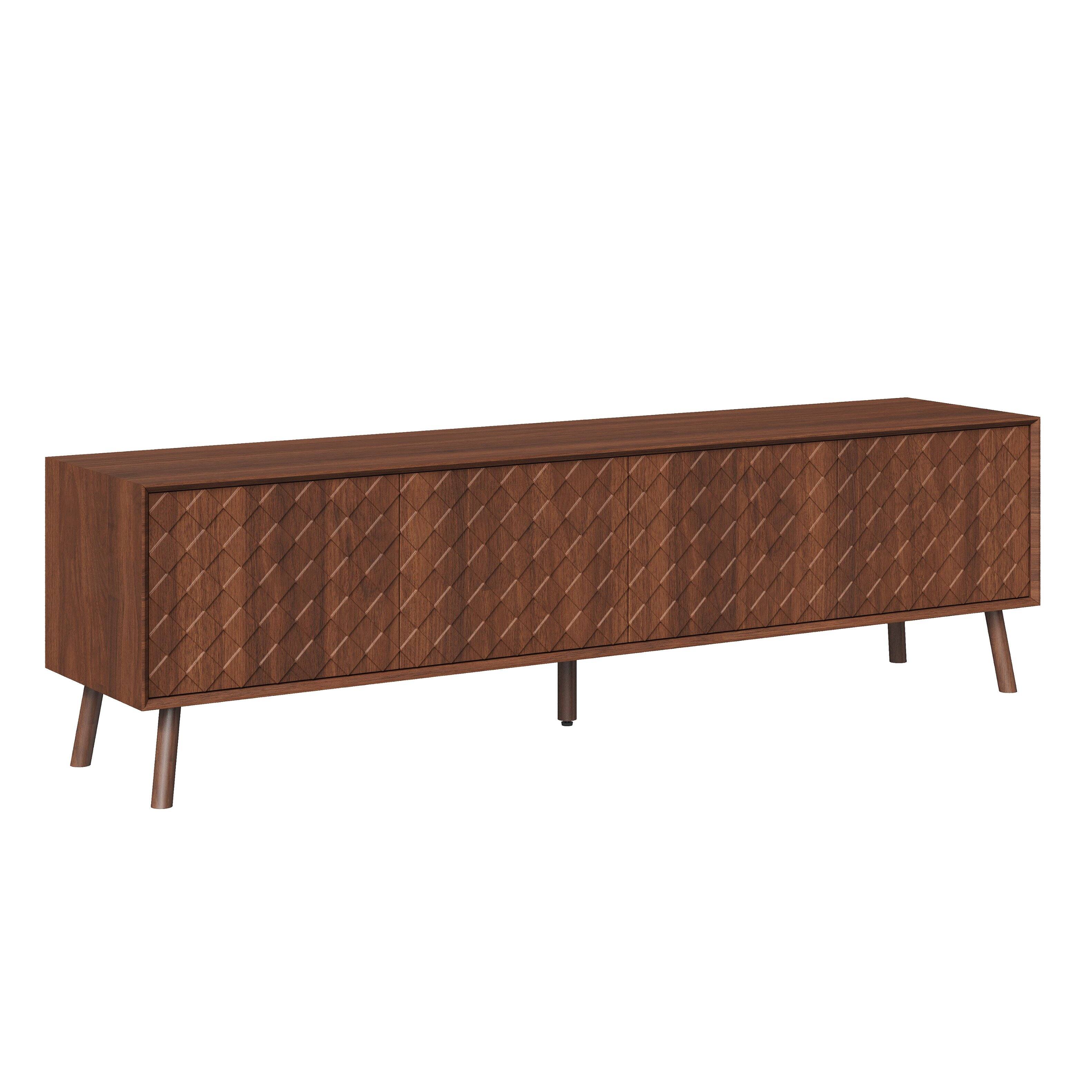 Alt View 5. MERAVOM - Mid-Century Modern TV Stand for TVs Up to 80", 70 Inch Entertainment Center with Storage Cabinets for Living Room - Walnut.