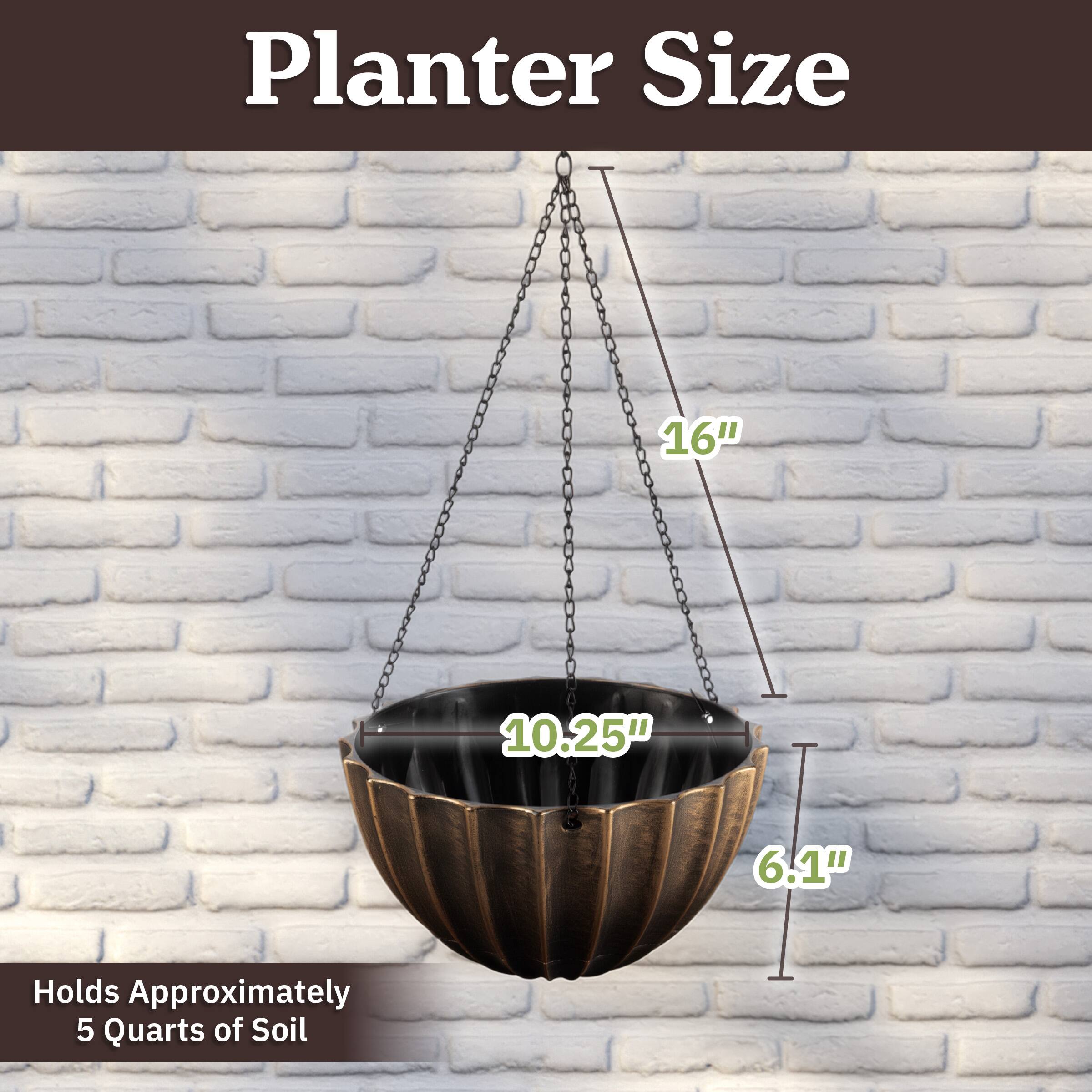 Planter Size:  
16" x 10.25" x 6.1"  
Holds Approximately 5 Quarts of Soil