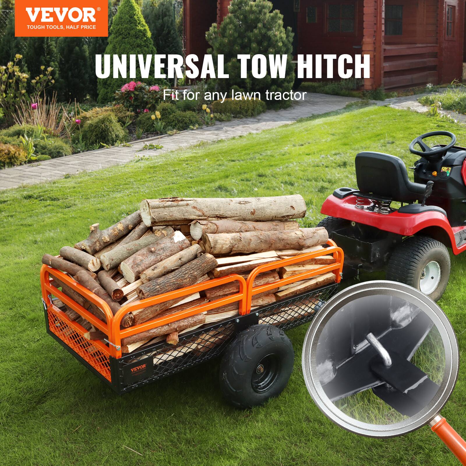 VEVOR TOUGH TOOLS, HALF PRICE UNIVERSAL TOW HITCH Fit for any lawn tractor