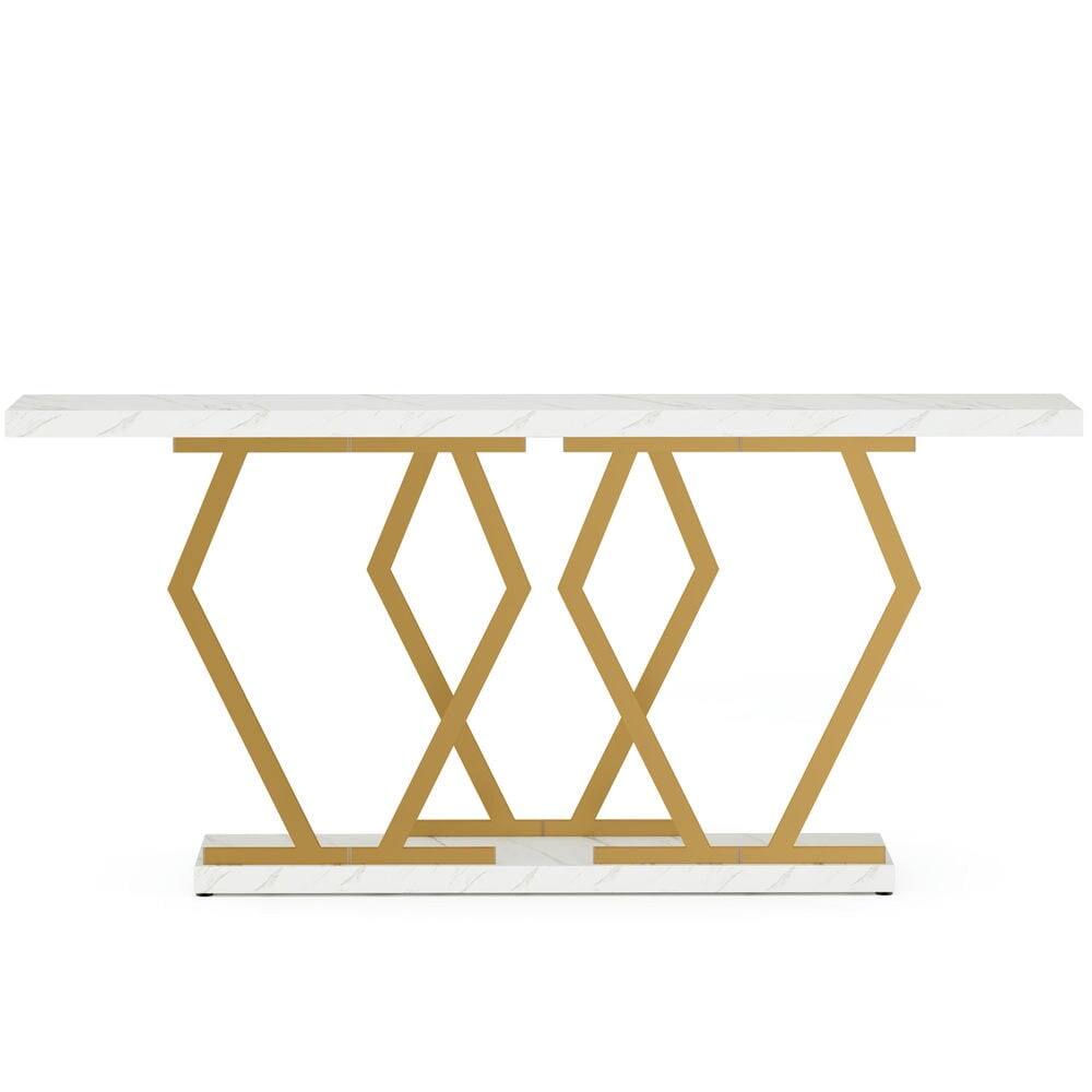 Angle. Kadyn - Entryway Table, Console Sofa Table,70.9" Console Table, Modern Sofa Table with Faux Marble Tabletop,Faux Marble White - White.