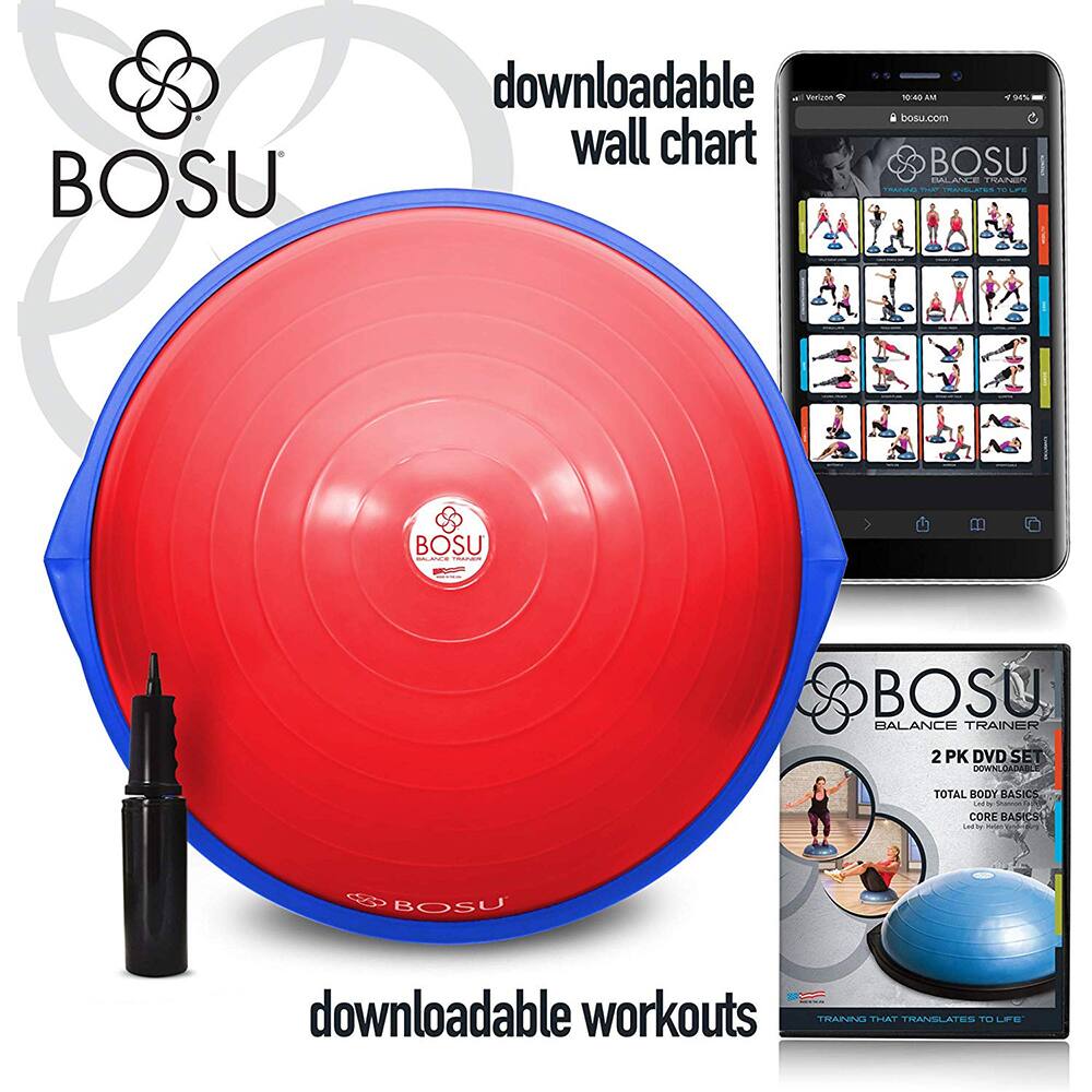 BOSU downloadable wall chart  
BOSU downloadable workouts  

BOSU  
BALANCE TRAINER  

2 PK DVD SET  
DOWNLOADABLE  
TOTAL BODY BASICS  
CORE BASICS  
Led by Bosu Master Trainer  

BOSU  
BALANCE TRAINER  
TRAINING THAT TRANSLATES TO LIFE