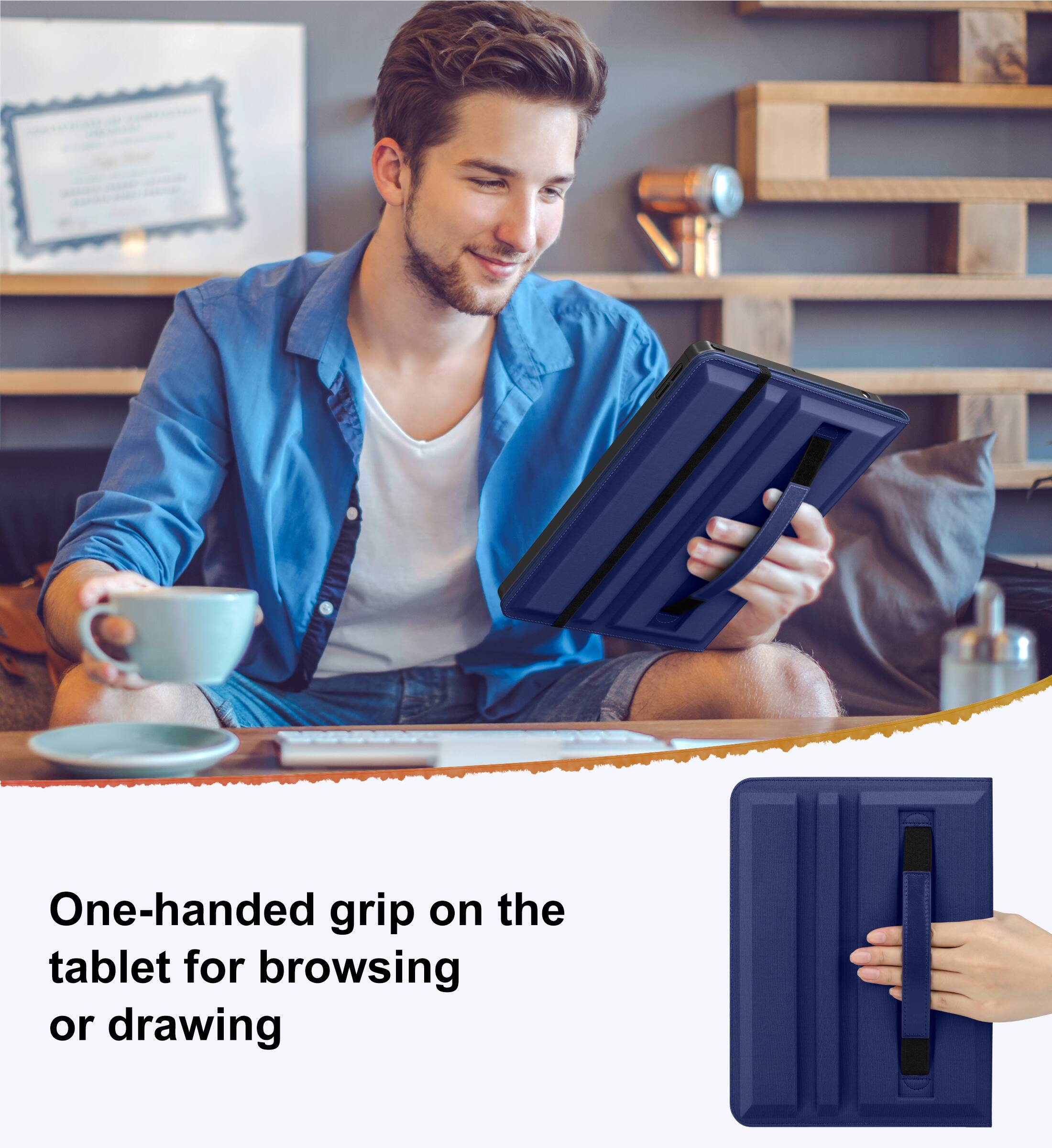 One-handed grip on the tablet for browsing or drawing