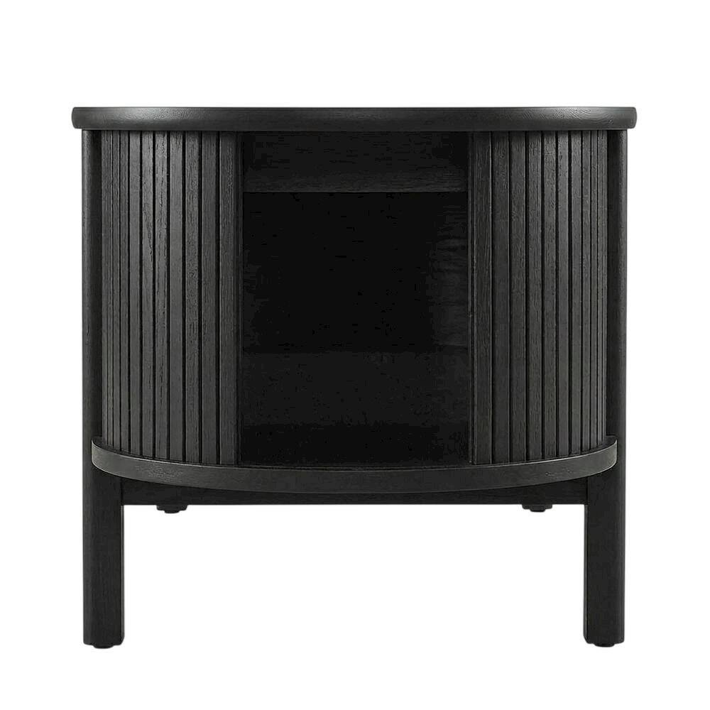 Back. FurniFact - Modern Coffee Table with 35lb Weight and Stylish Base - Black.