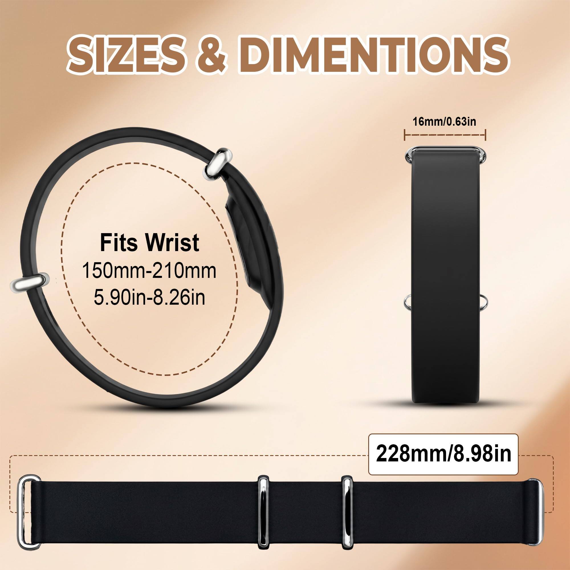 SIZES & DIMENSIONS

16mm/0.63in

Fits Wrist 150mm-210mm 5.90in-8.26in

228mm/8.98in