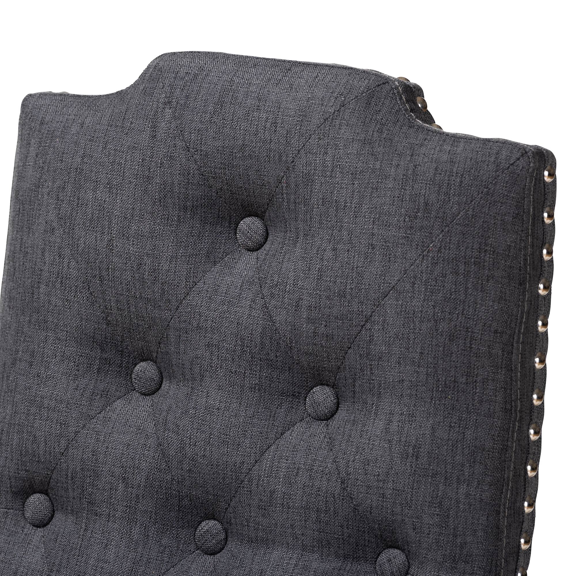 Back. Baxton Studio - Dylin Modern and Contemporary Fabric Upholstered Button Tufted Wood Dining Chair Set - Charcoal.