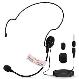 Pyle - Double Over Ear Microphone Headset - Professional Hands Free Cardioid Wired Audio Boom Condenser Mic