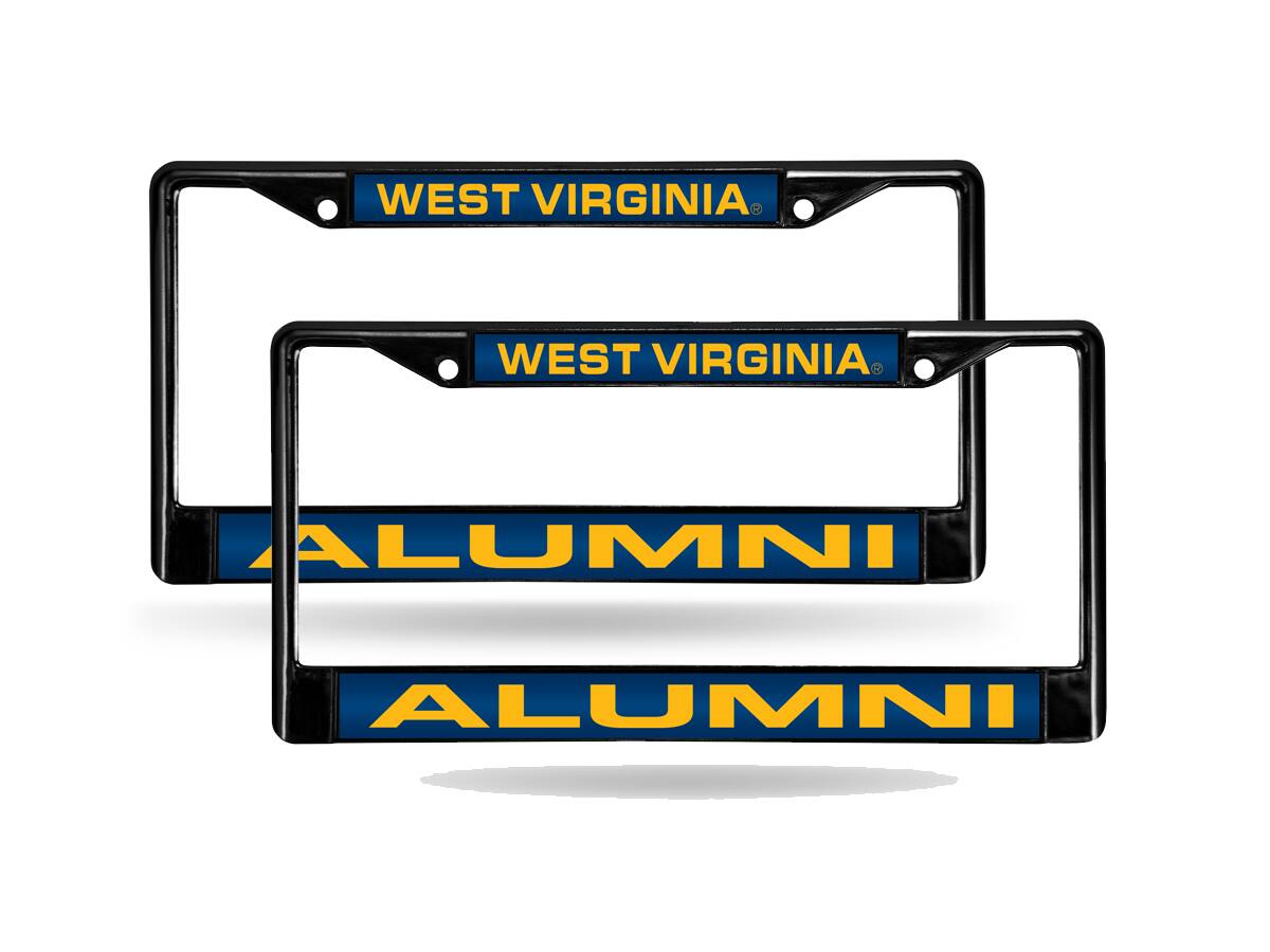 West Virginia Mountaineers Alumni Black Metal Laser Cut License Plate Frame - Set of 2 Frames