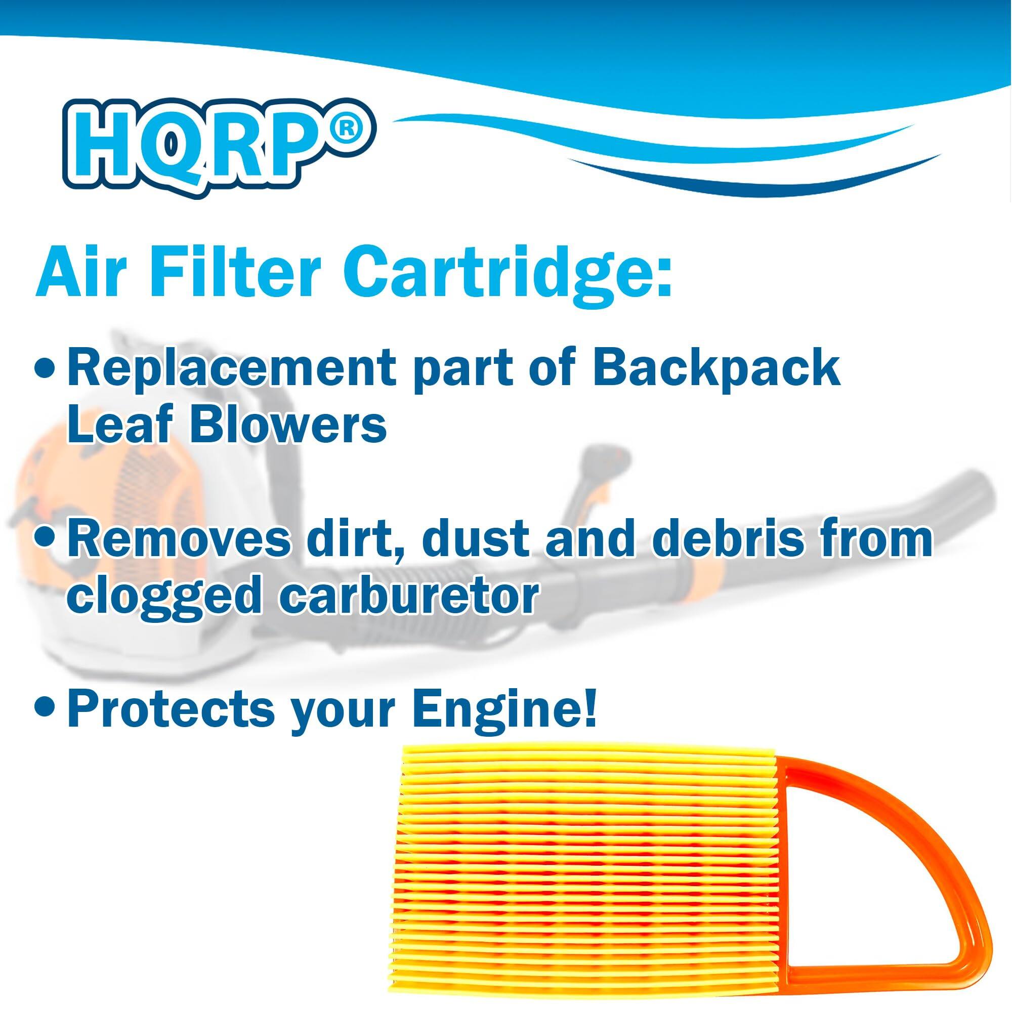 HQRP® Air Filter Cartridge:  
- Replacement part of Backpack Leaf Blowers  
- Removes dirt, dust, and debris from clogged carburetor  
- Protects your Engine!