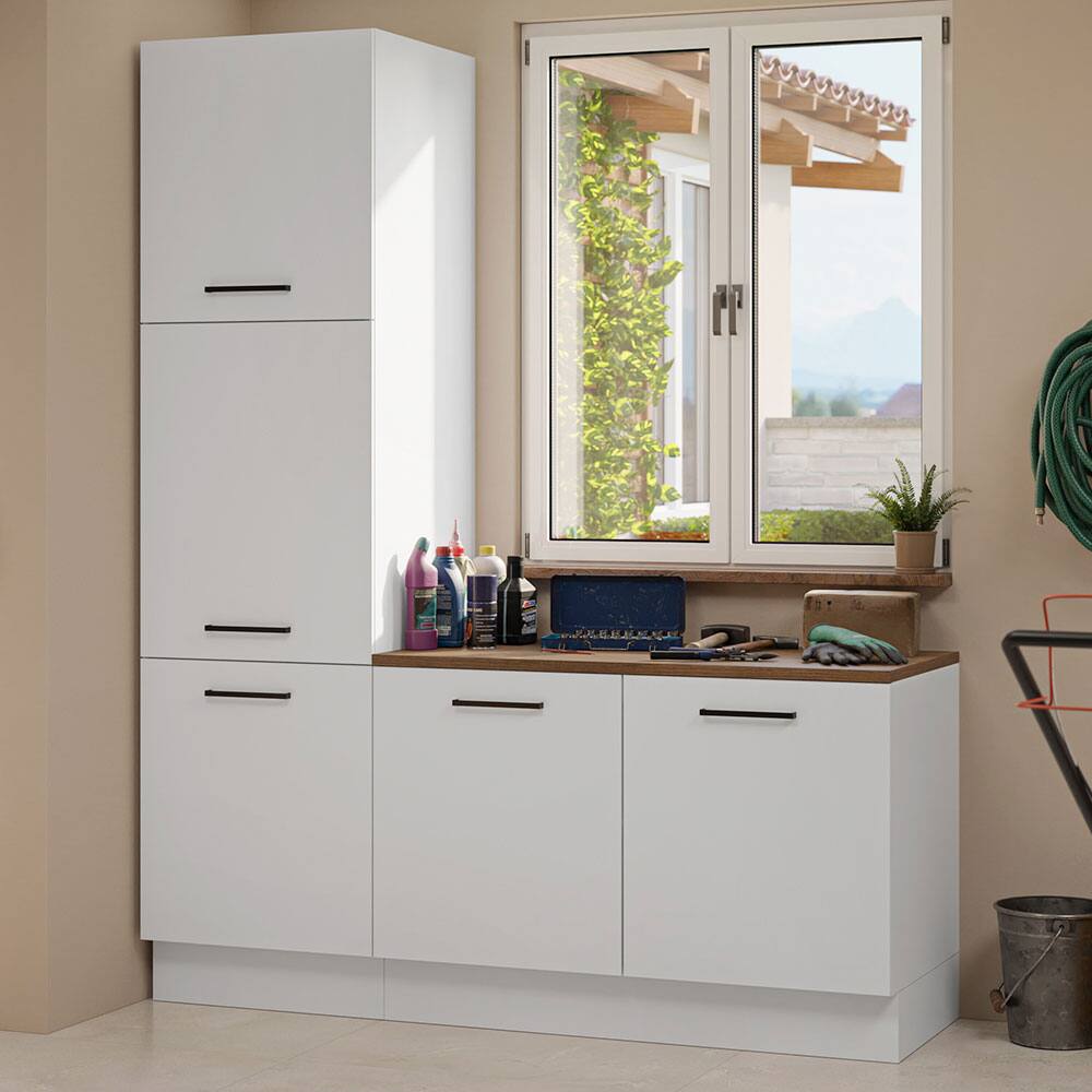 Angle. Madesa - Madesa Garage Storage Cabinet Set 70"L Multiple Compartments Modular Pantry Base Cabinet Wall Cupboard - White - White.